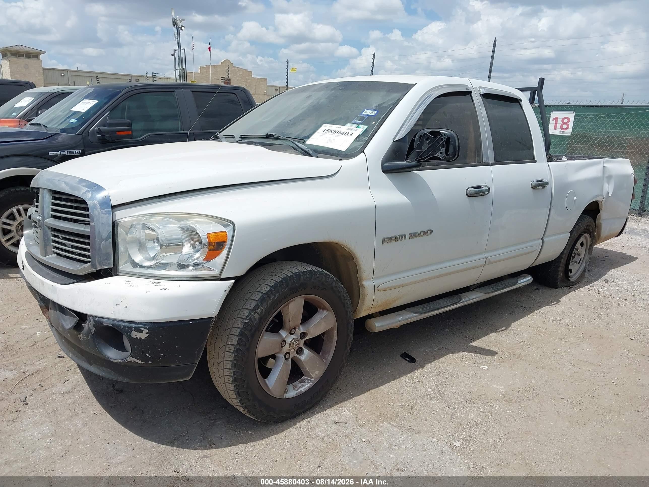 2007 Dodge Ram 1500 Slt White vin: 1D7HA18P97S113585