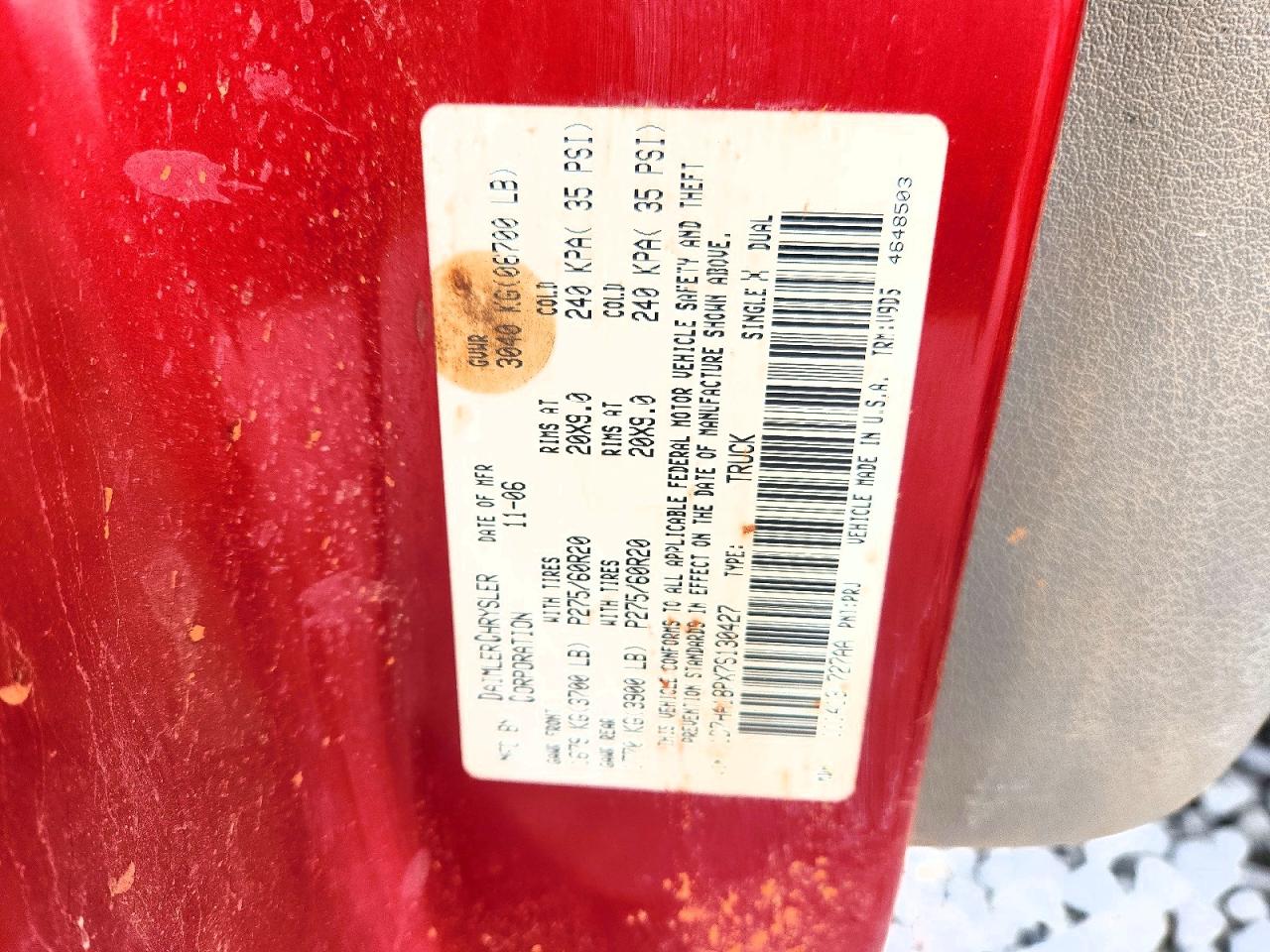 2007 Dodge Ram 1500 St Red vin: 1D7HA18PX7S130427