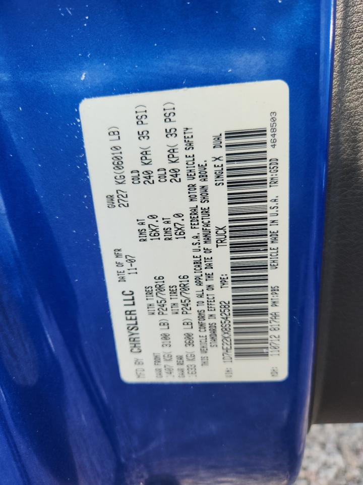 2008 Dodge Dakota St Blue vin: 1D7HE22KX8S542582