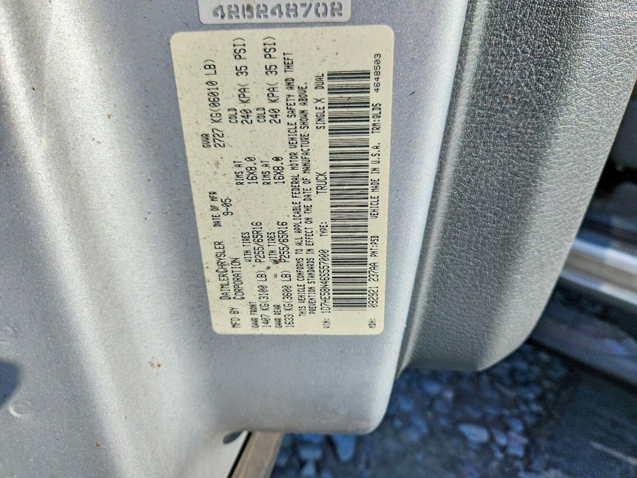 2006 Dodge Dakota Quad Laramie Silver vin: 1D7HE58N46S557000