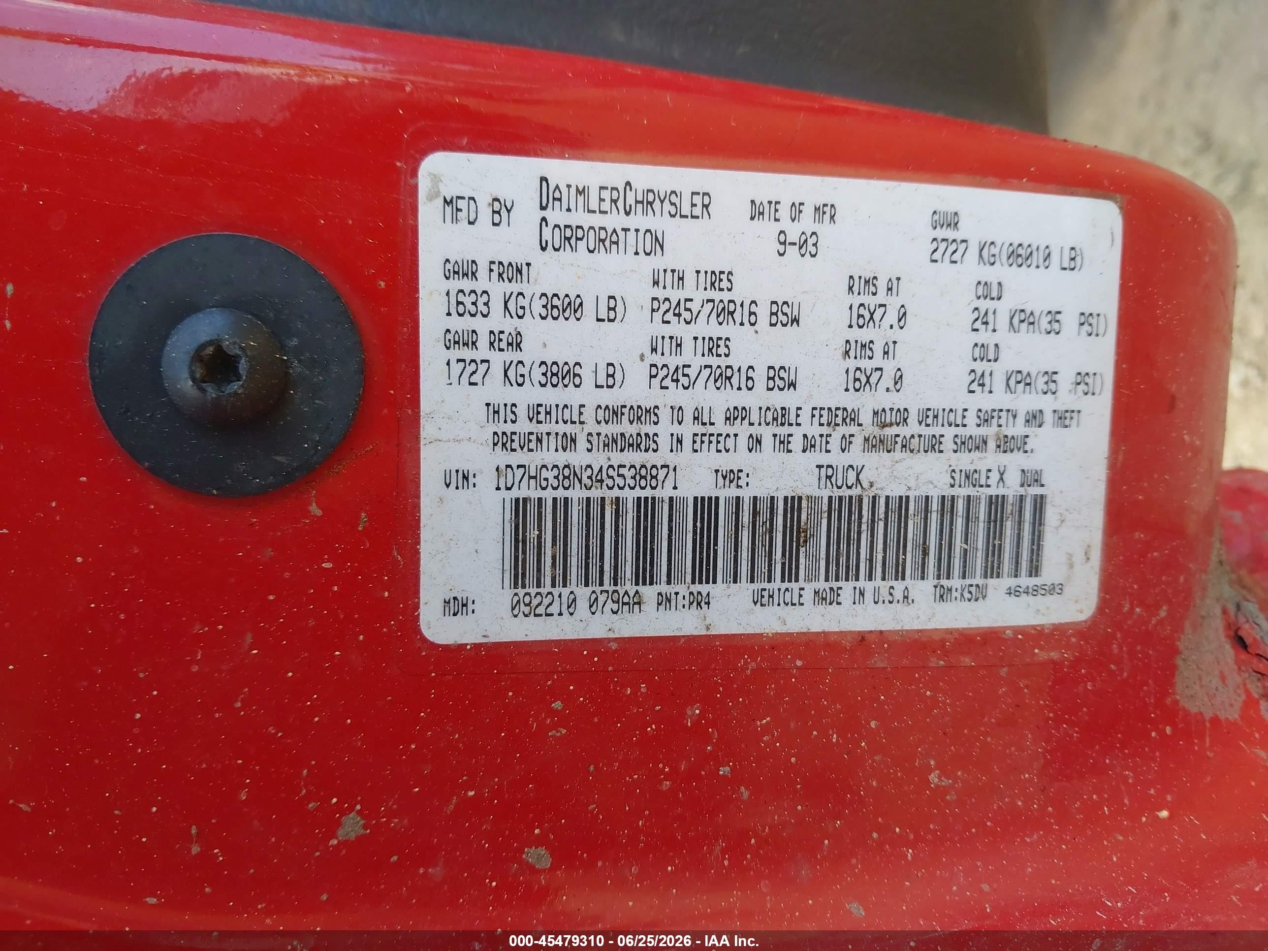 2004 Dodge Dakota Sport/sxt Красный vin: 1D7HG38N34S538871