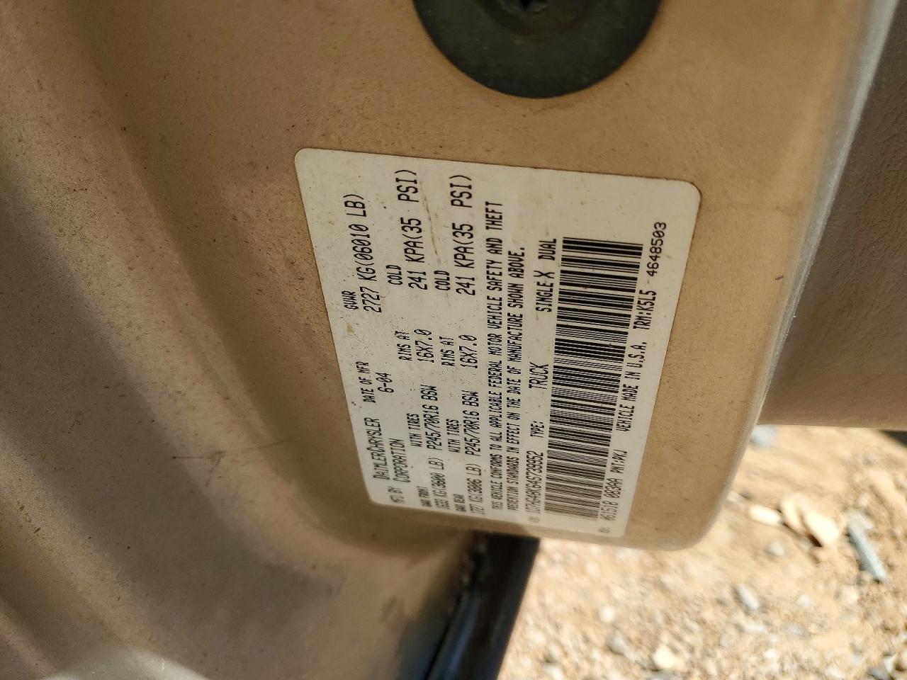 2004 Dodge Dakota Quad Slt Gold vin: 1D7HG48K64S739952