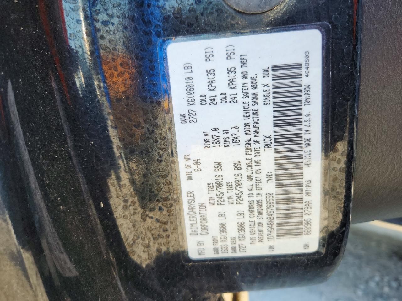 2004 Dodge Dakota Quad Slt Black vin: 1D7HG48N84S766550