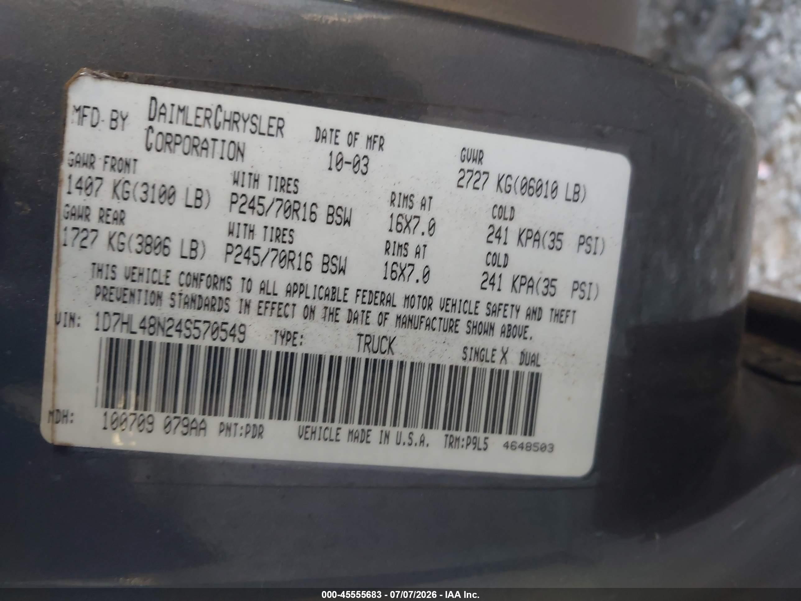 2004 Dodge Dakota Slt Gray vin: 1D7HL48N24S570549