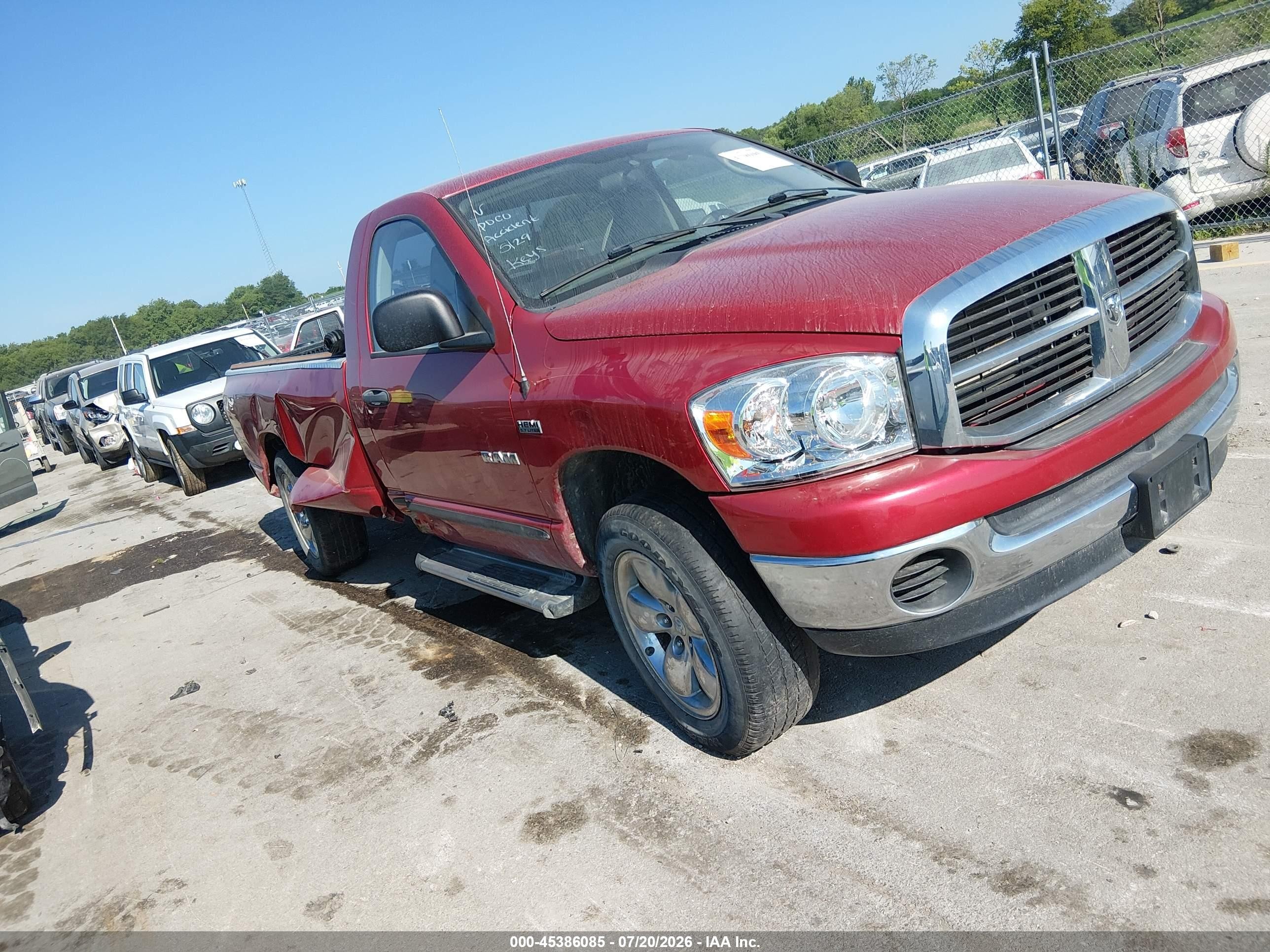 2008 Dodge Ram 1500 Slt Red vin: 1D7HU162X8J145192