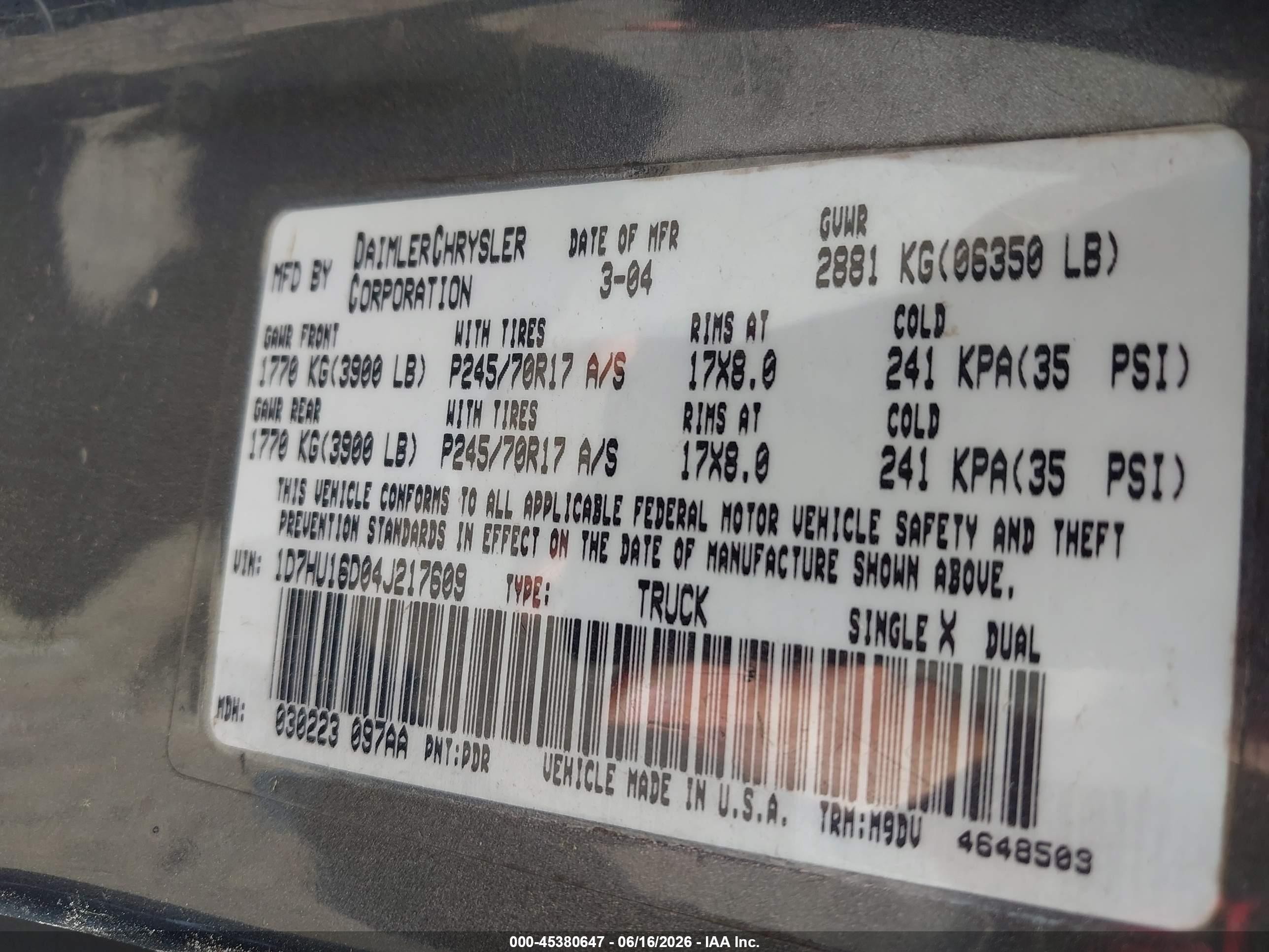 2004 Dodge Ram 1500 Slt/laramie Gray vin: 1D7HU16D04J217609