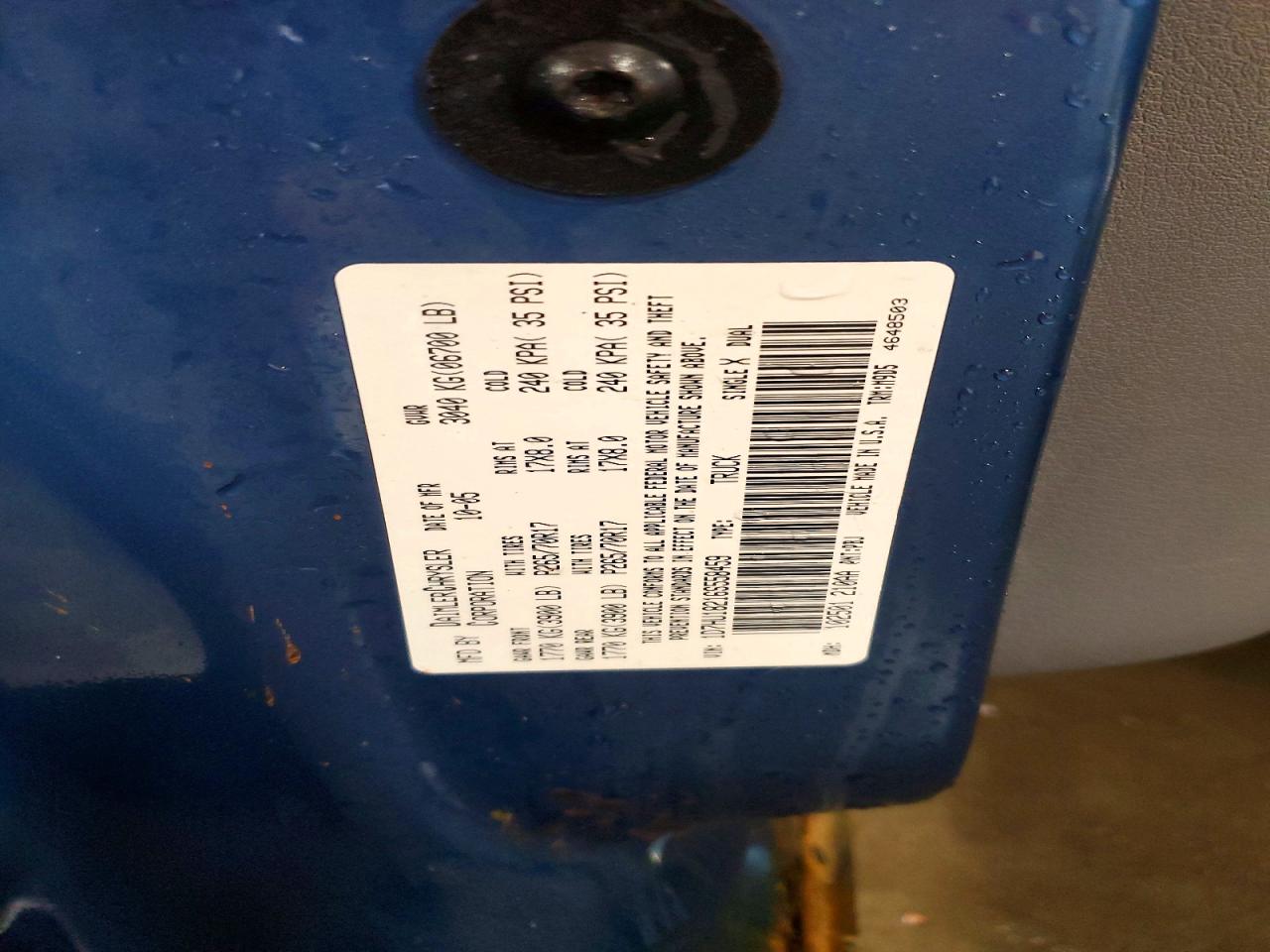 2006 Dodge Ram 1500 St Blue vin: 1D7HU18216S558459