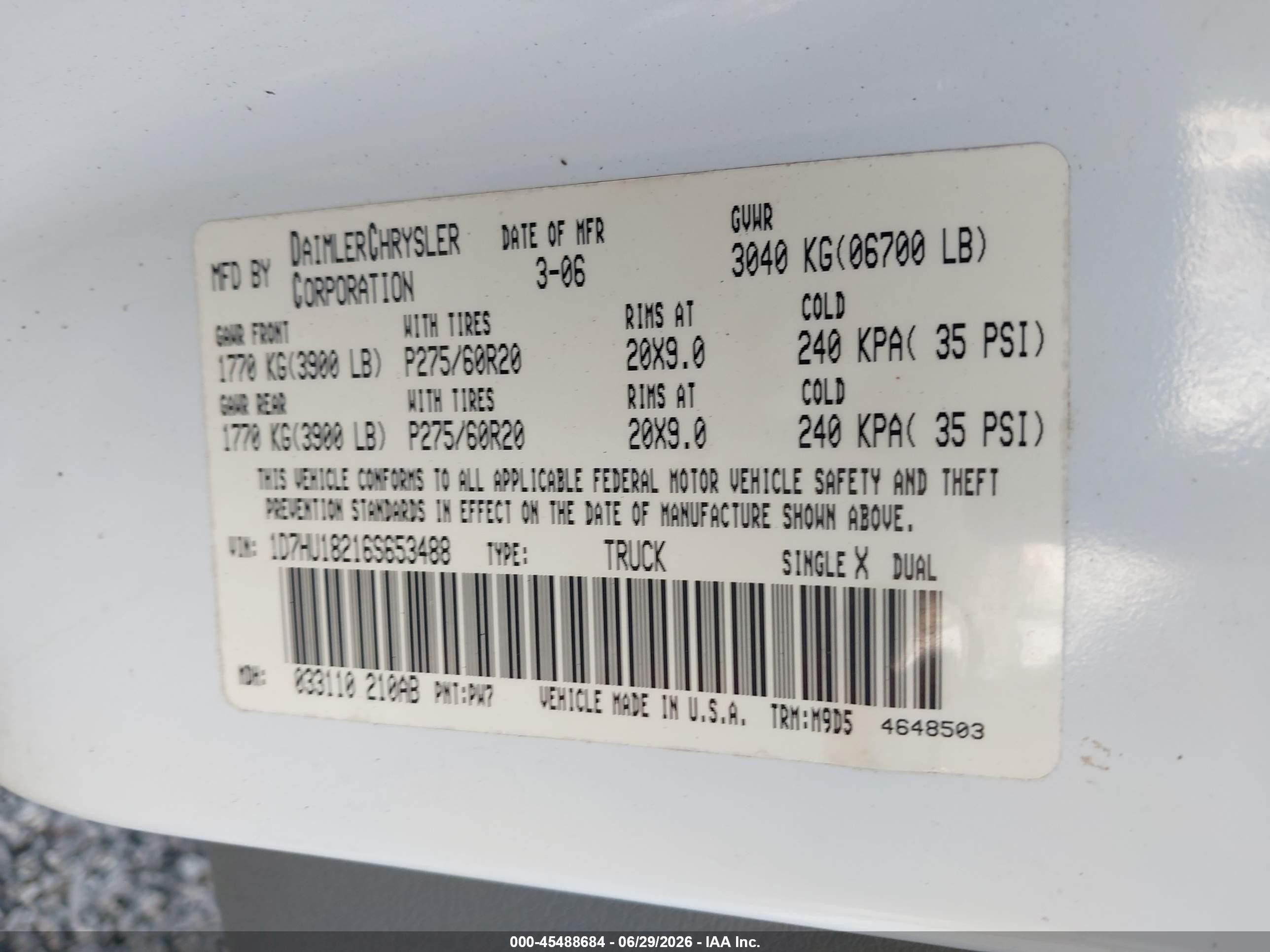 2006 Dodge Ram 1500 Slt/trx4 Off Road/sport White vin: 1D7HU18216S653488