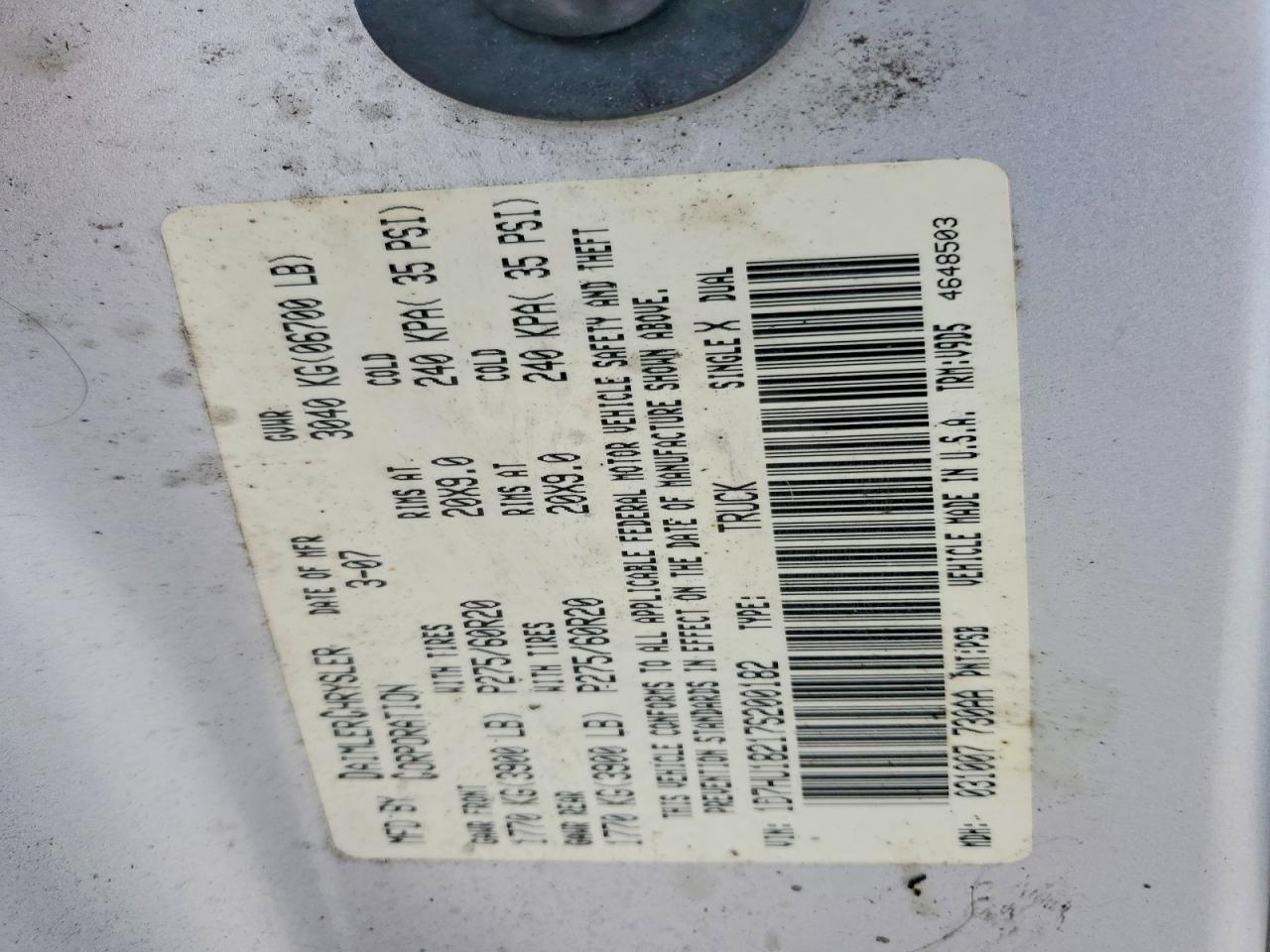 2007 Dodge Ram 1500 St Silver vin: 1D7HU18217S200182