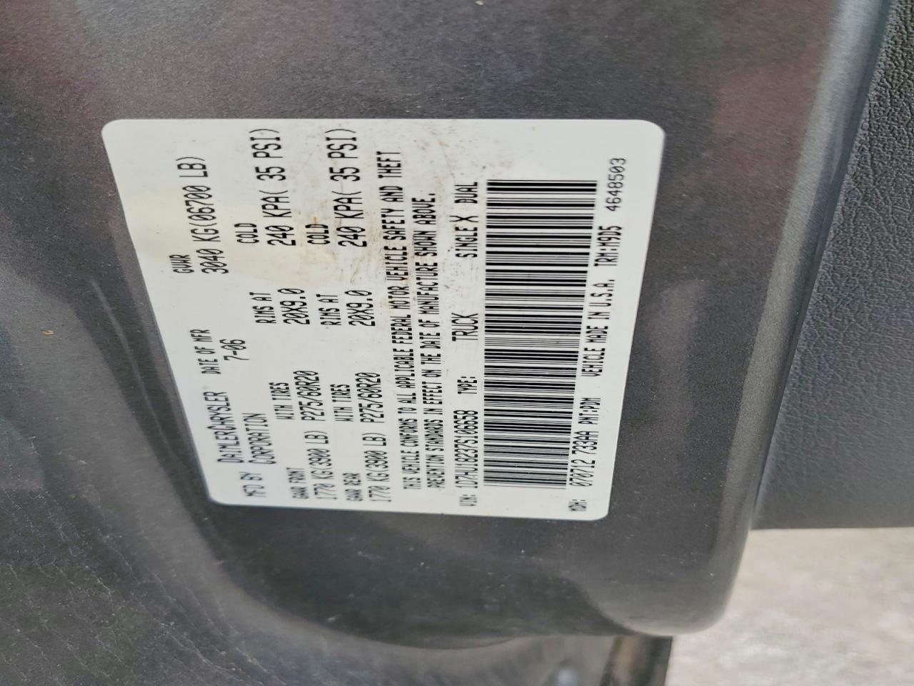 2007 Dodge Ram 1500 St Gray vin: 1D7HU18237S106658