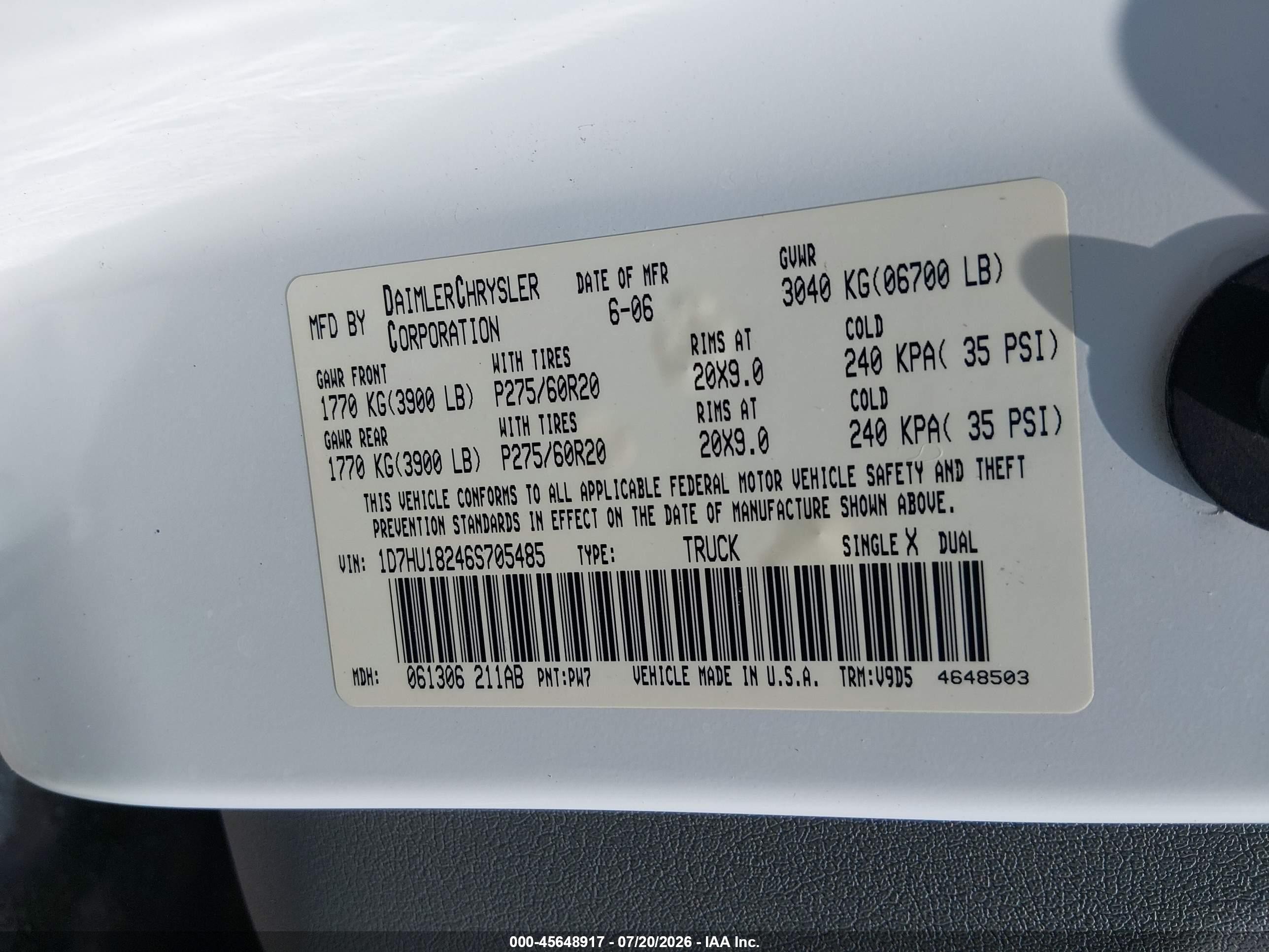 2006 Dodge Ram 1500 Slt/trx4 Off Road/sport White vin: 1D7HU18246S705485