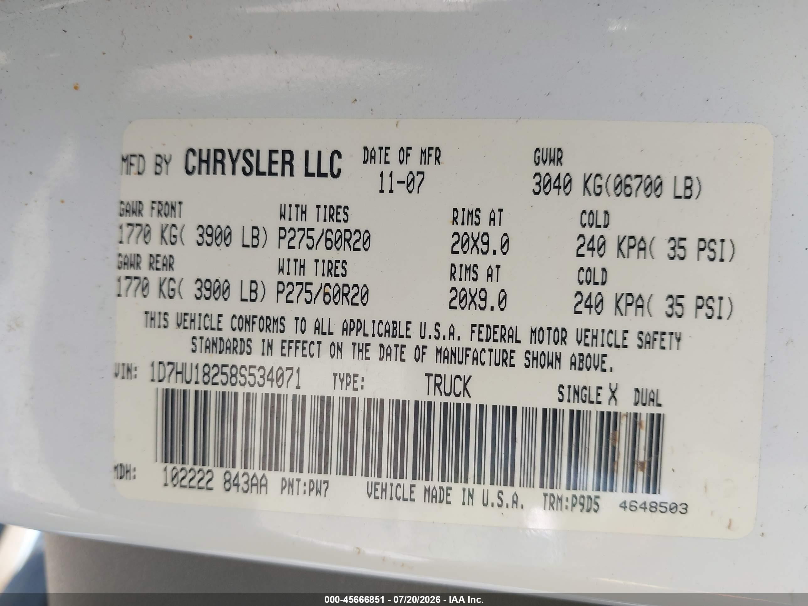 2008 Dodge Ram 1500 Slt White vin: 1D7HU18258S534071