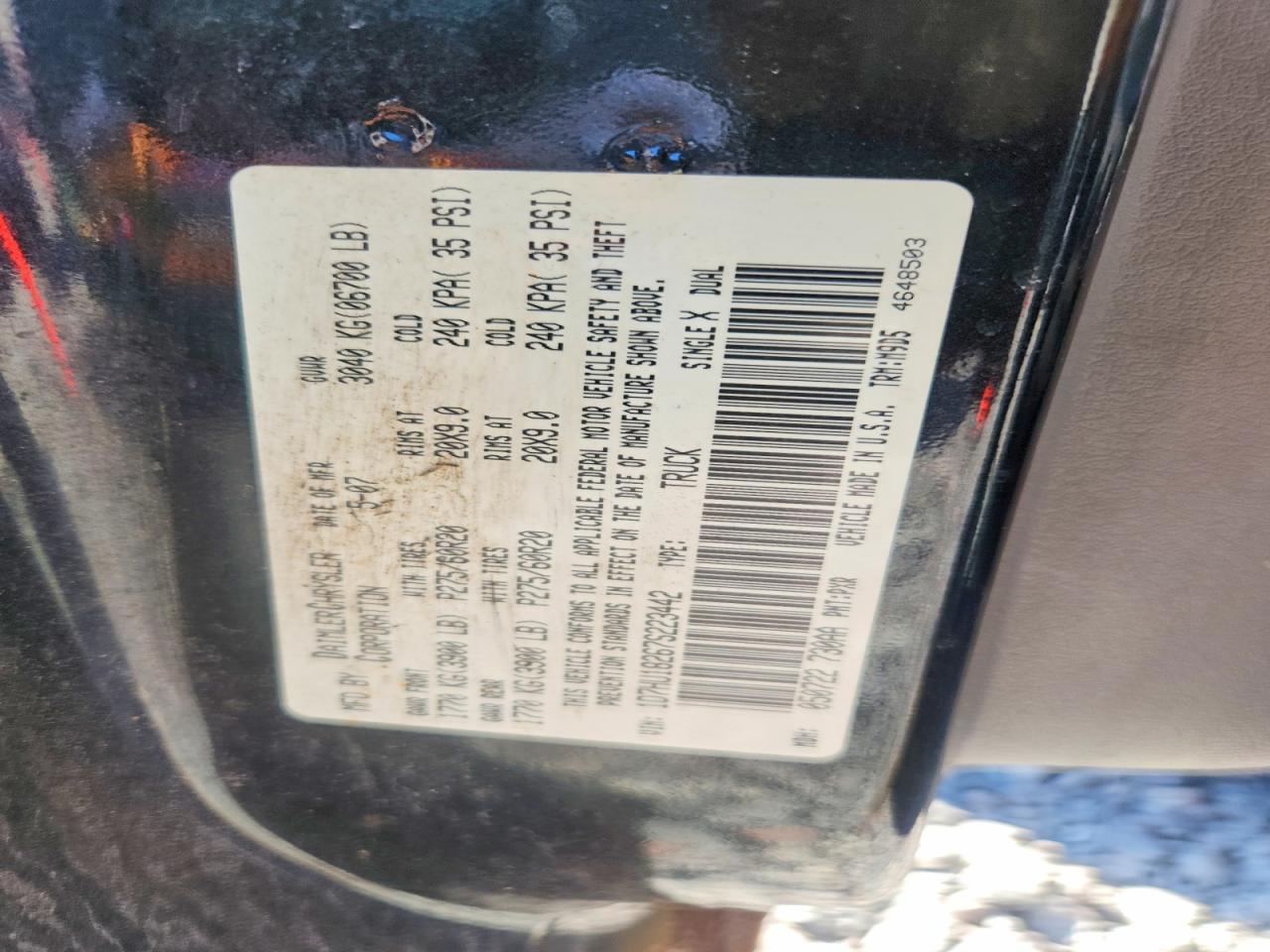 2007 Dodge Ram 1500 St Черный vin: 1D7HU18267S223442