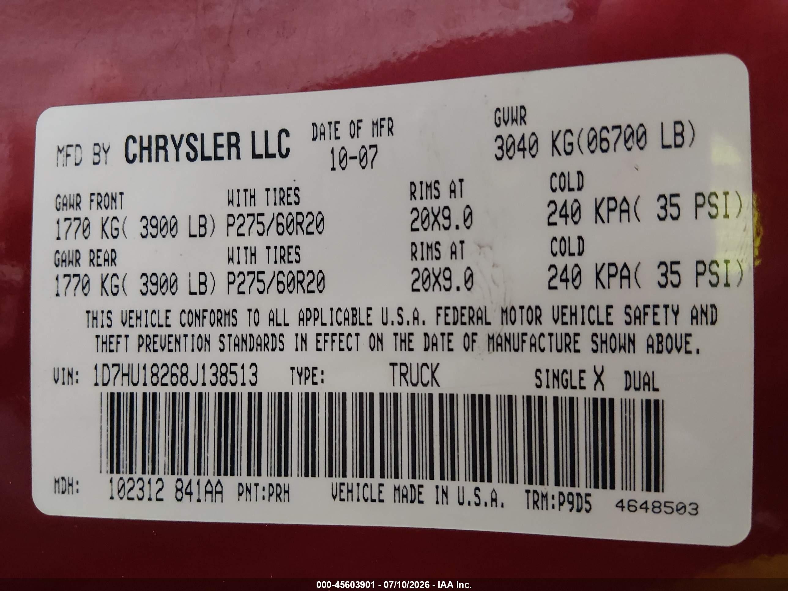 2008 Dodge Ram 1500 Slt Red vin: 1D7HU18268J138513
