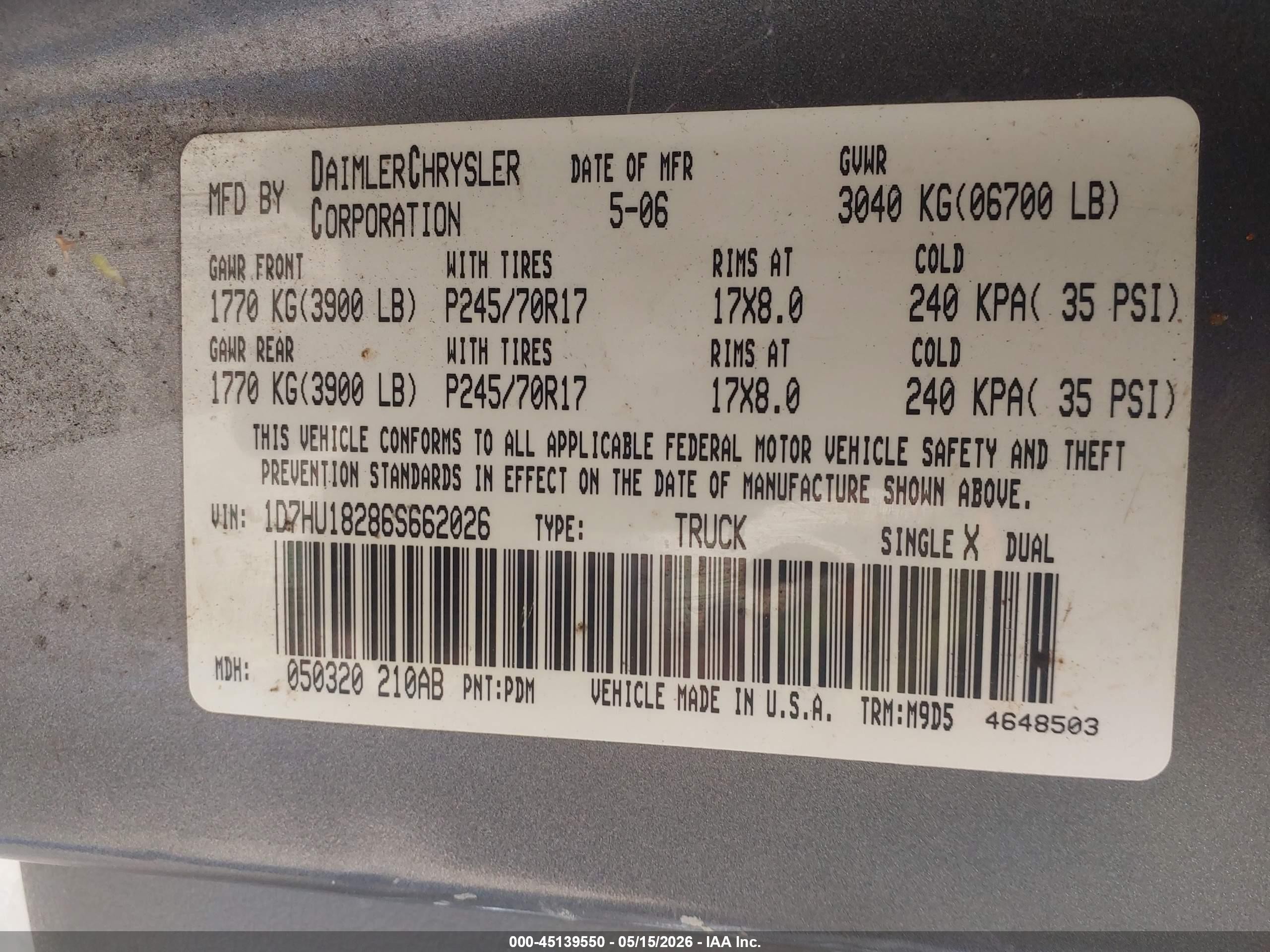 2006 Dodge Ram 1500 Slt/trx4 Off Road/sport Серый vin: 1D7HU18286S662026