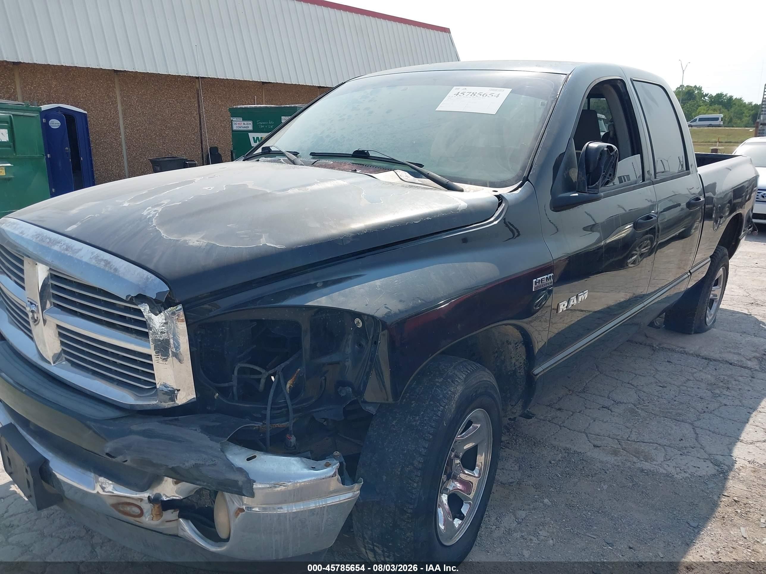 2008 Dodge Ram 1500 Slt Black vin: 1D7HU182X8J155072