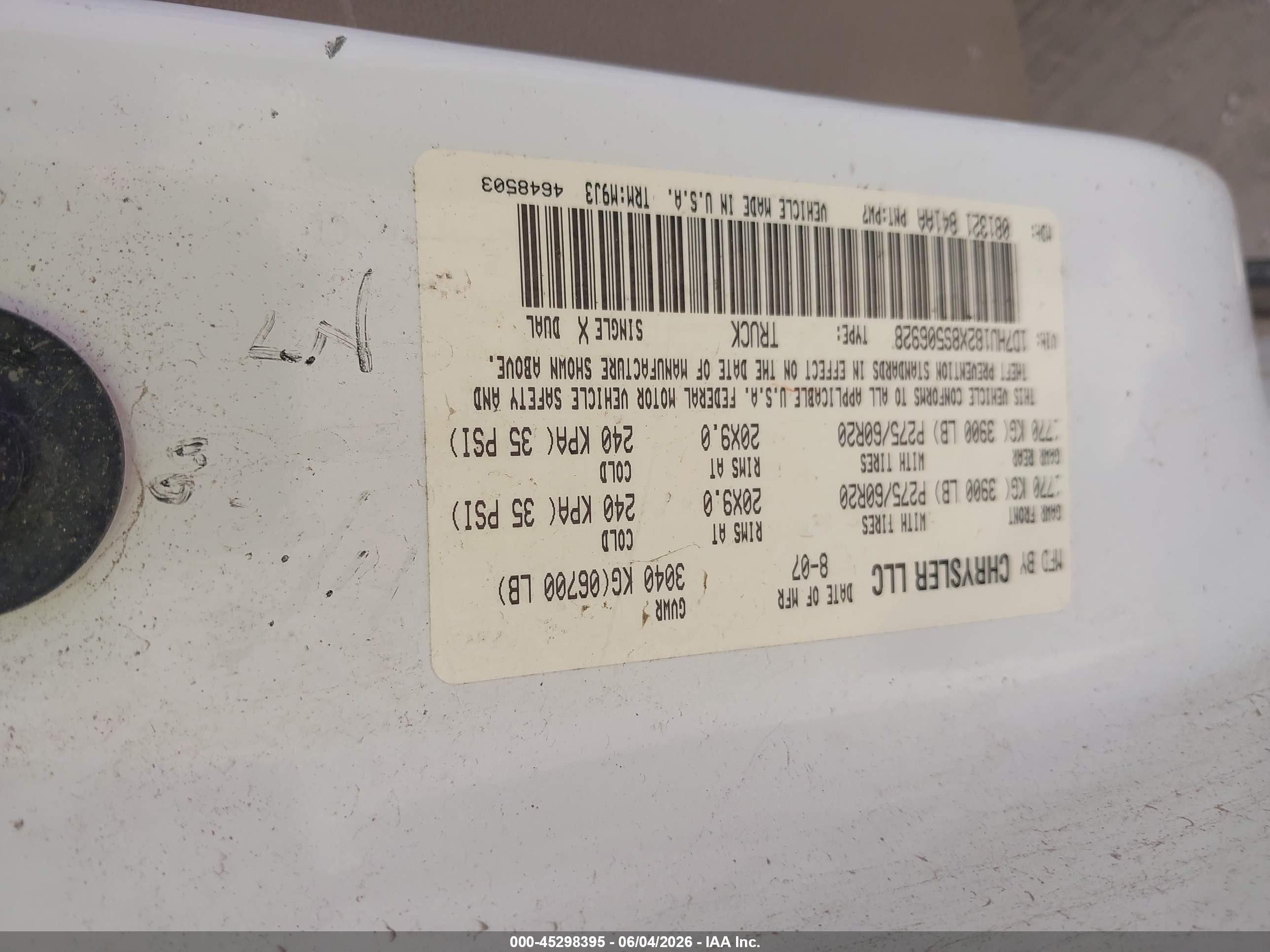 2008 Dodge Ram 1500 Slt White vin: 1D7HU182X8S506928
