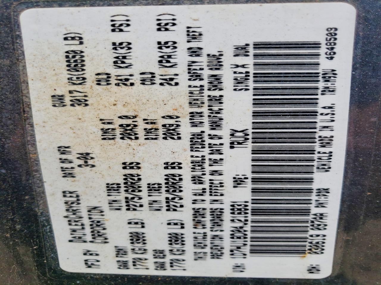 2004 Dodge Ram 1500 St Gray vin: 1D7HU18D04J216831