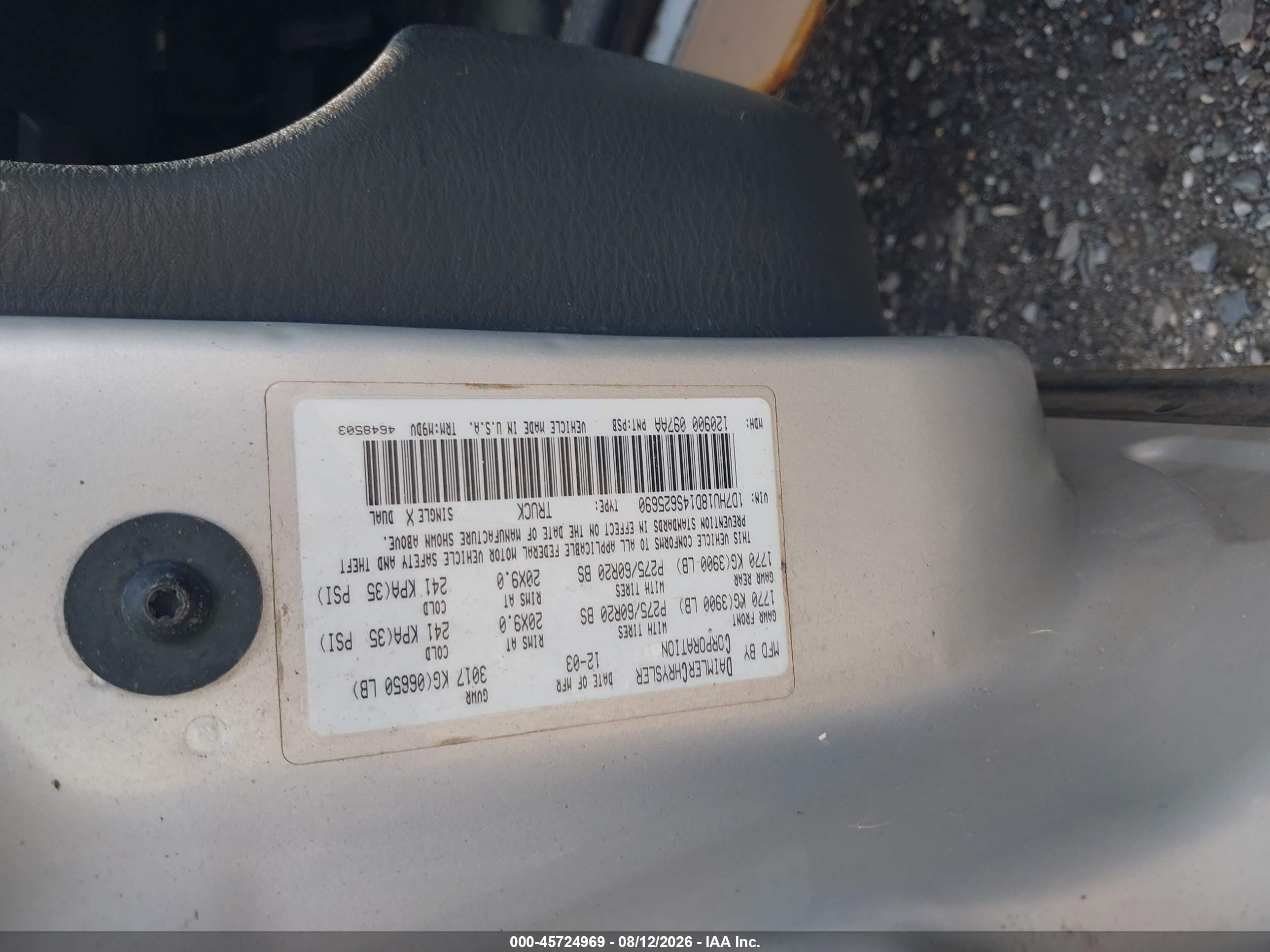 2004 Dodge Ram 1500 Slt/laramie Серебряный vin: 1D7HU18D14S625690