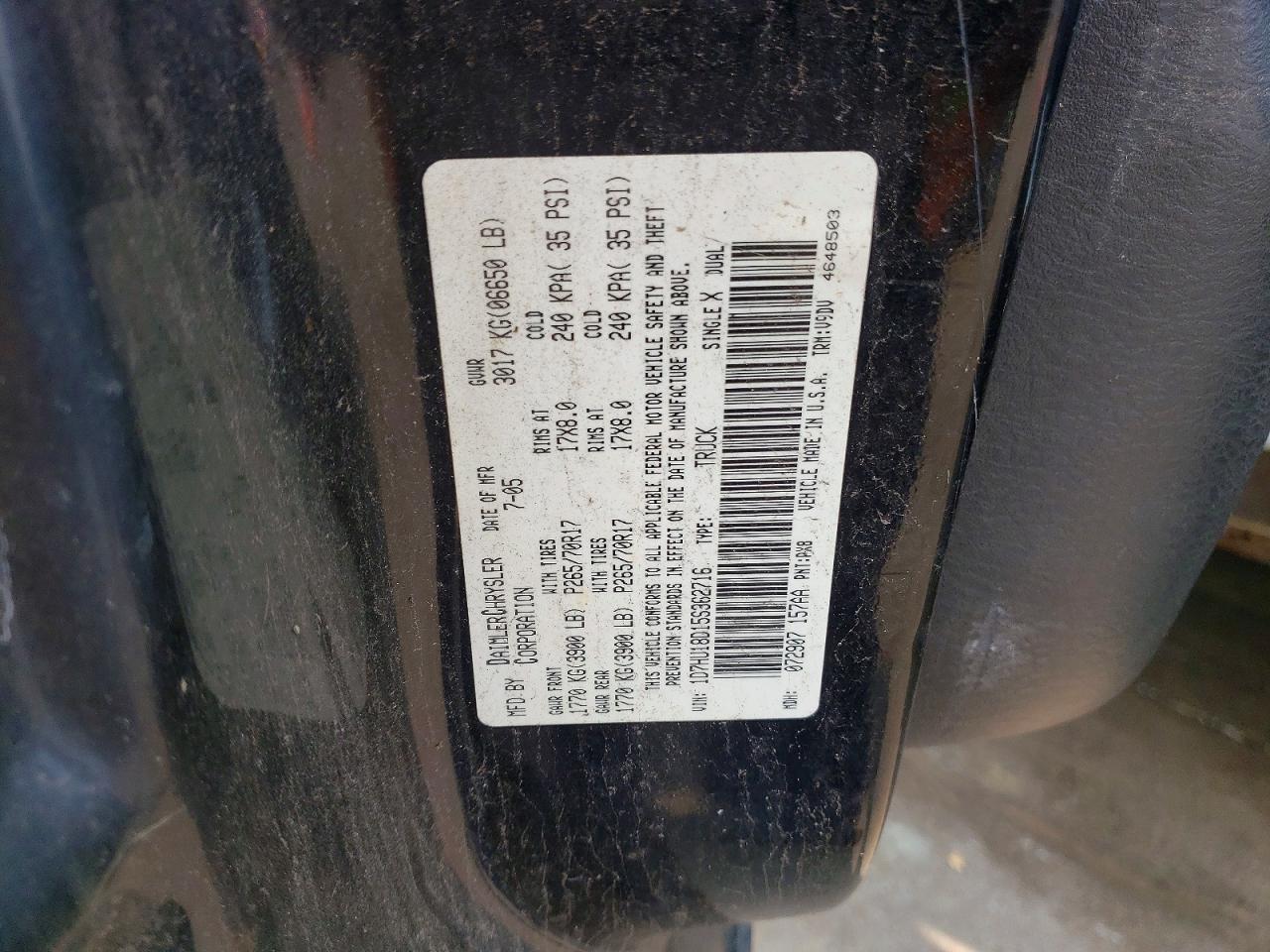 2005 Dodge Ram 1500 St Black vin: 1D7HU18D15S362716