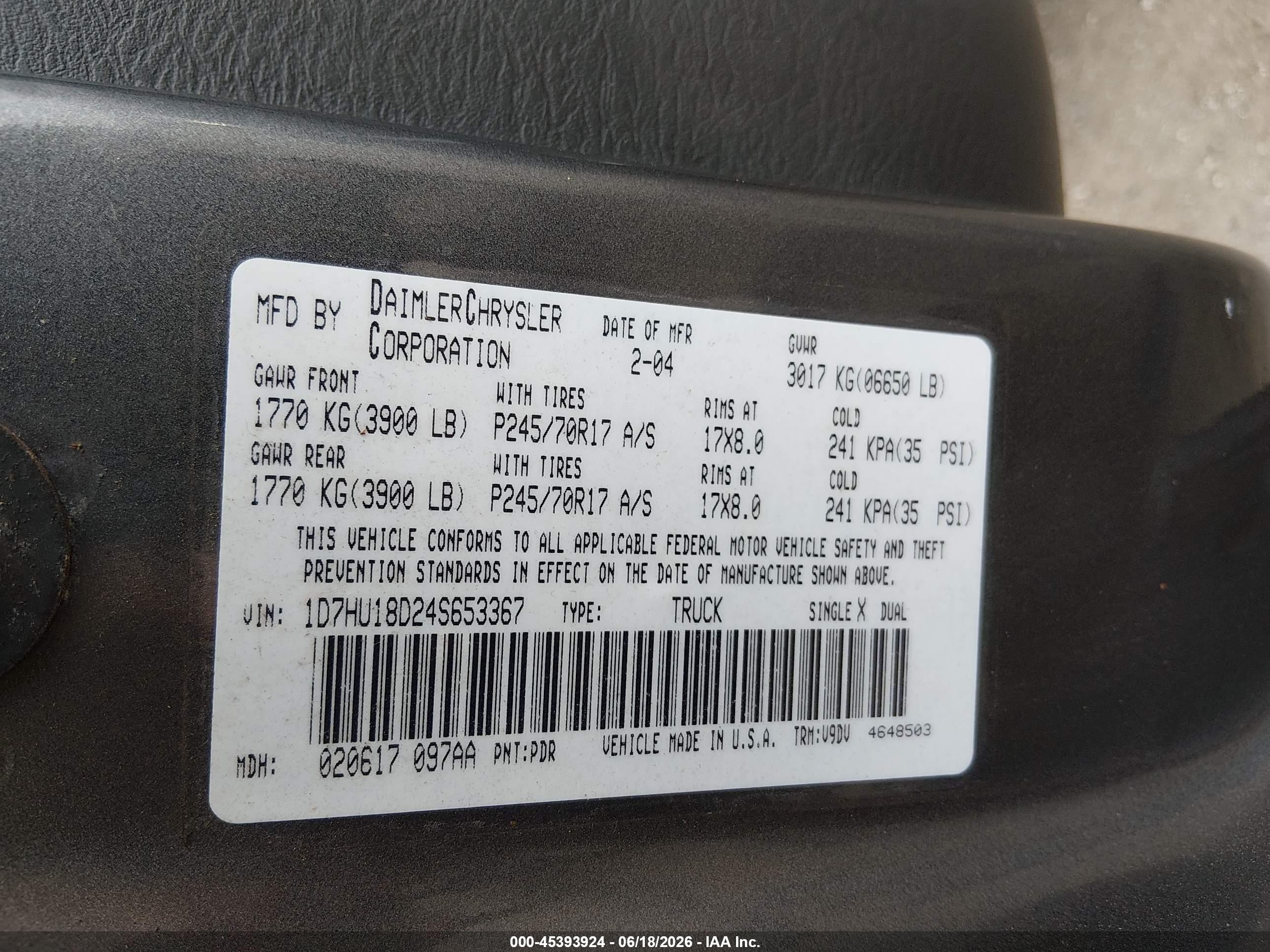 2004 Dodge Ram 1500 Slt/laramie Gray vin: 1D7HU18D24S653367