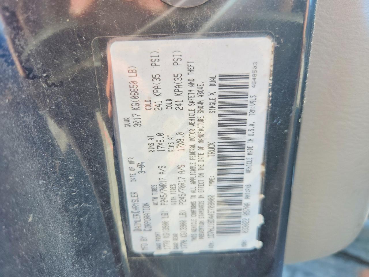 2004 Dodge Ram 1500 St Black vin: 1D7HU18D44S708000