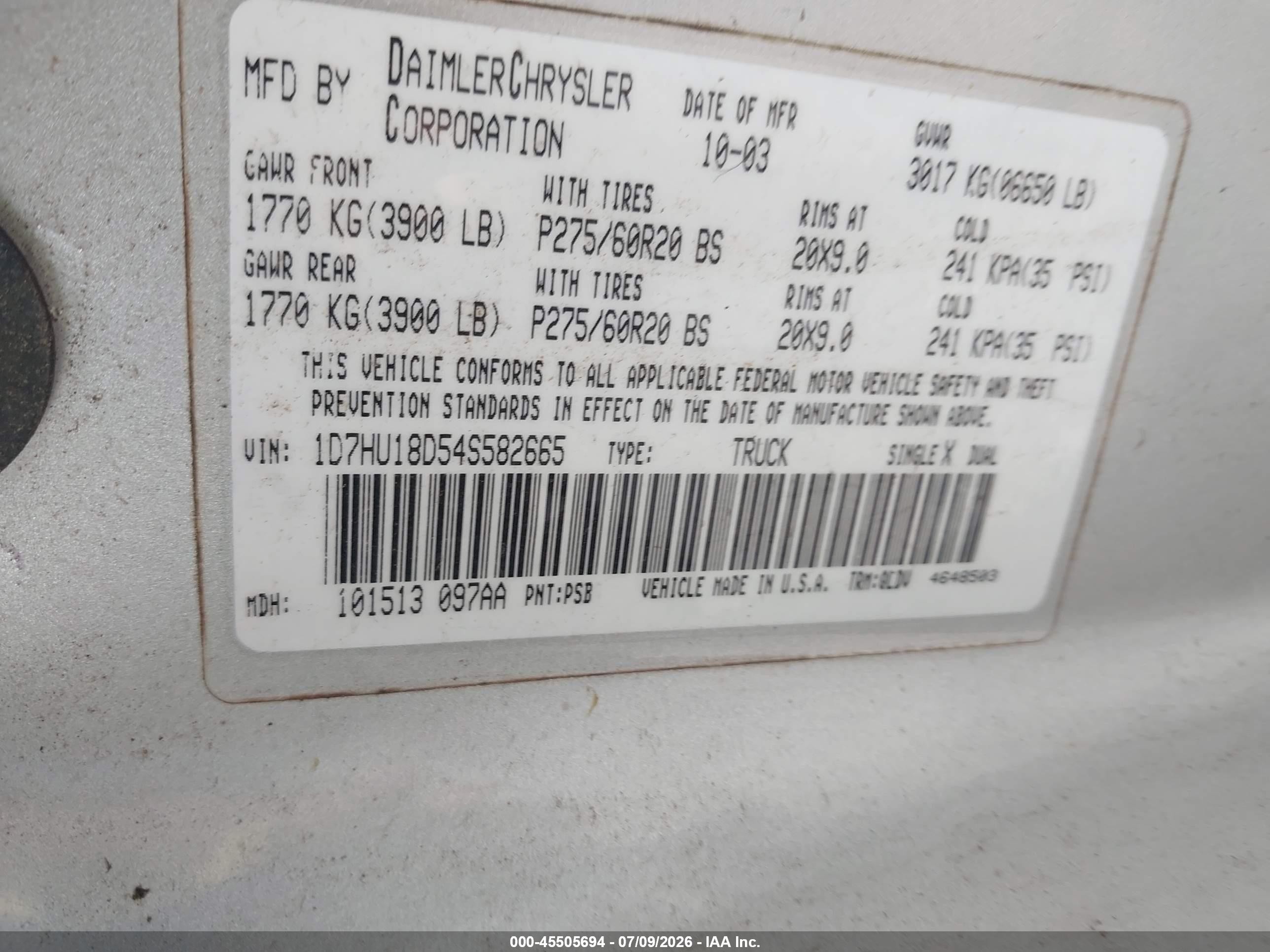 2004 Dodge Ram 1500 Slt/laramie Silver vin: 1D7HU18D54S582665