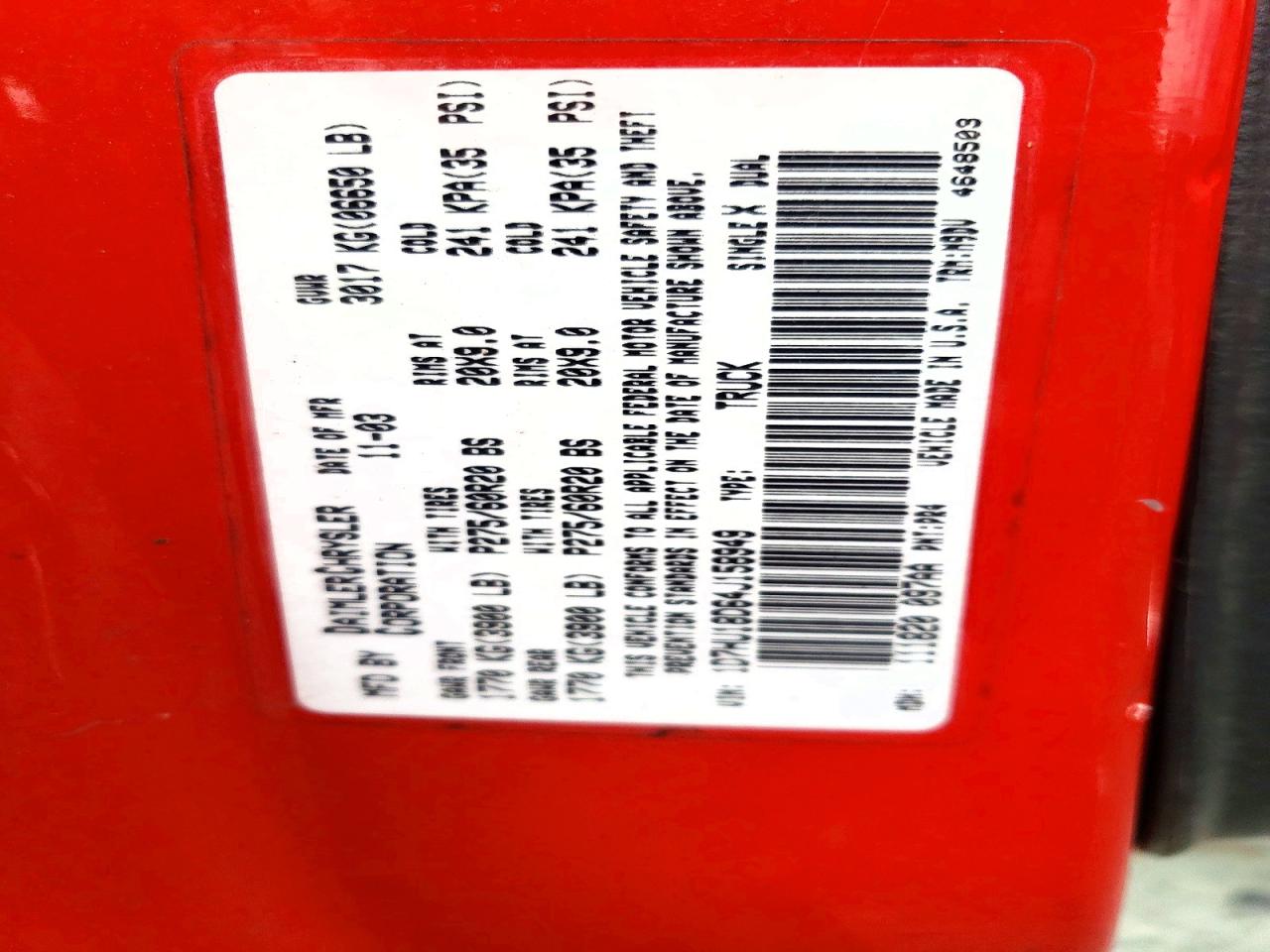 2004 Dodge Ram 1500 St Red vin: 1D7HU18D64J158949
