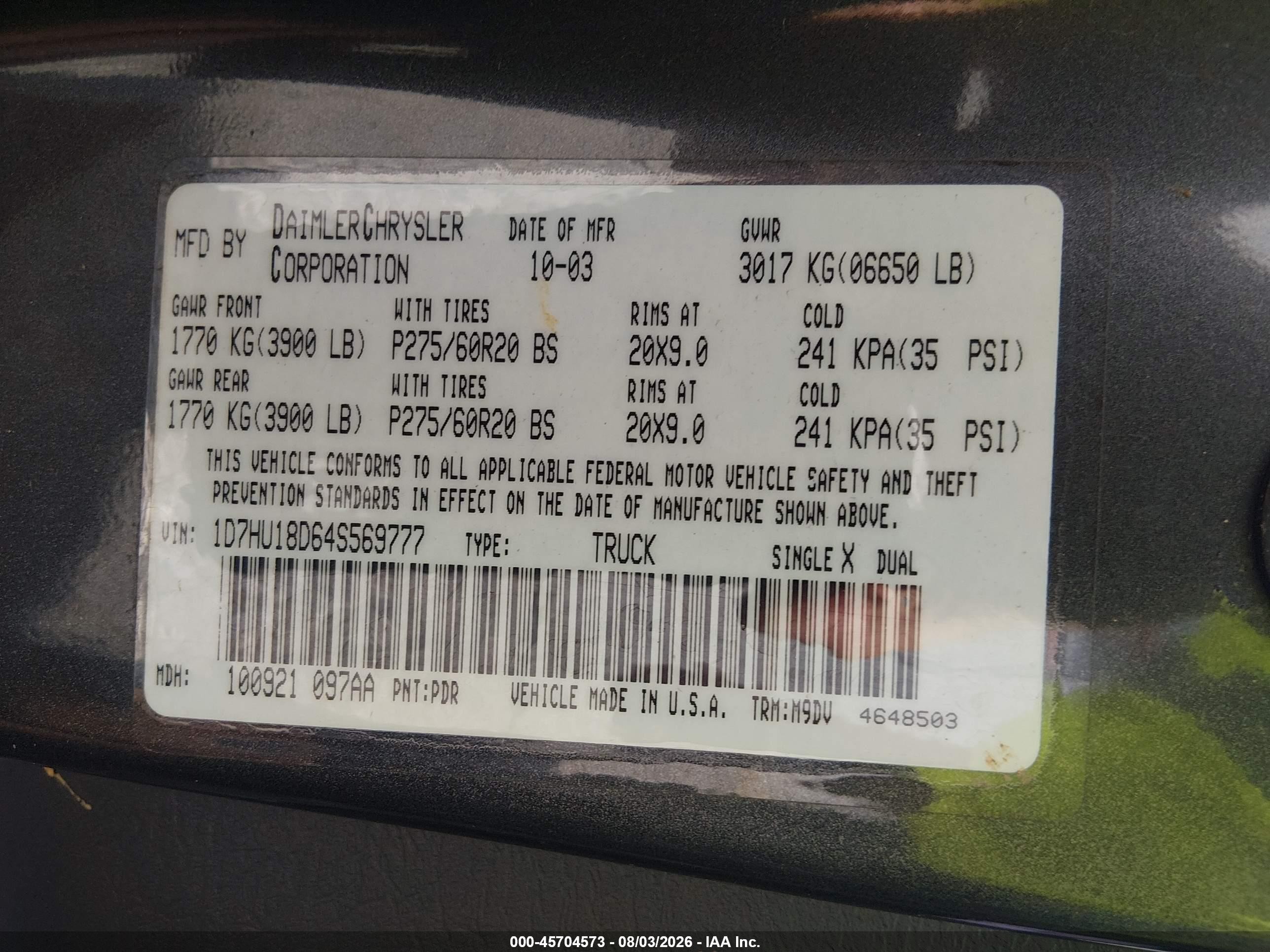 2004 Dodge Ram 1500 Slt/laramie Gray vin: 1D7HU18D64S569777