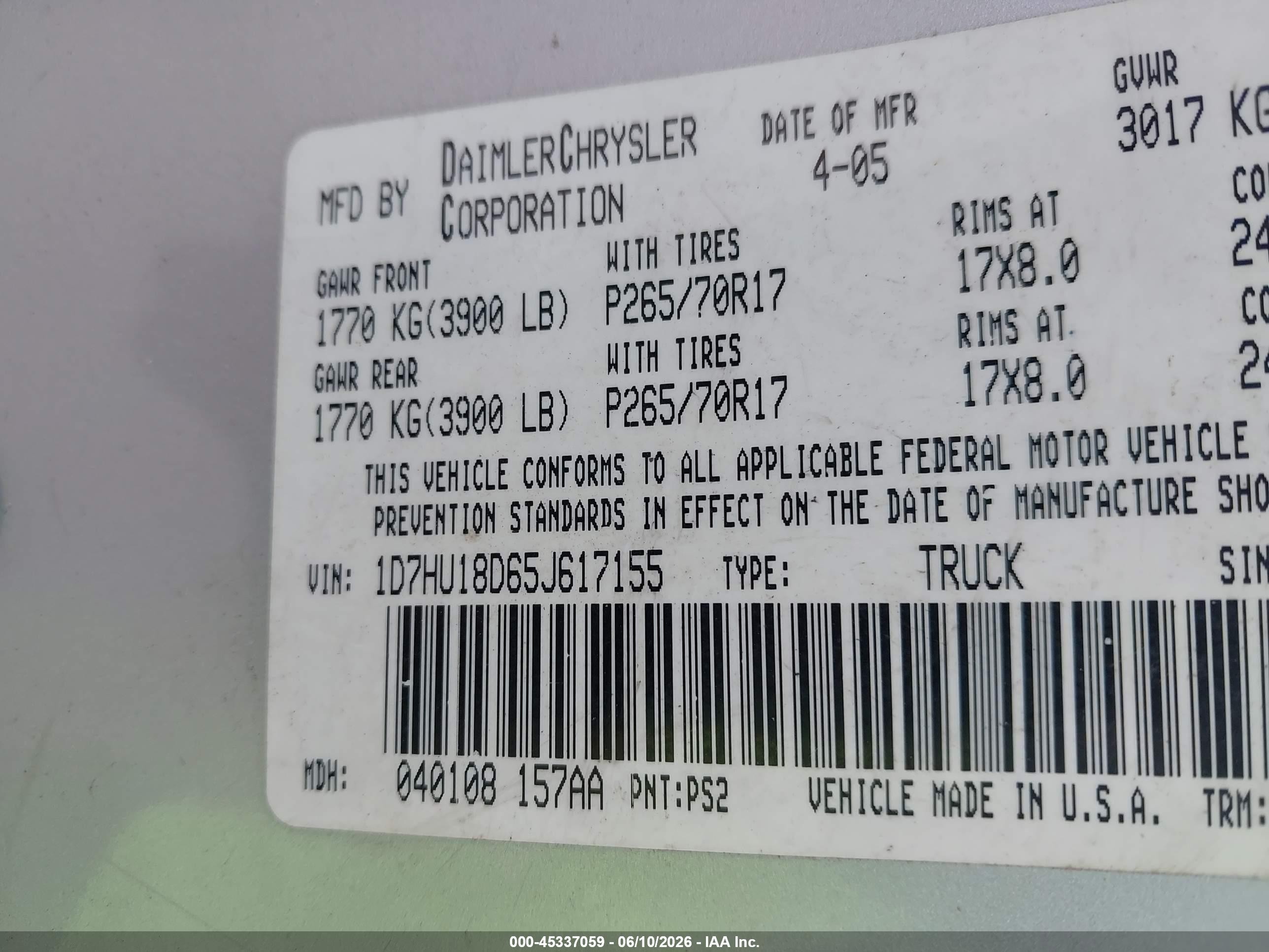 2005 Dodge Ram 1500 St Серебряный vin: 1D7HU18D65J617155