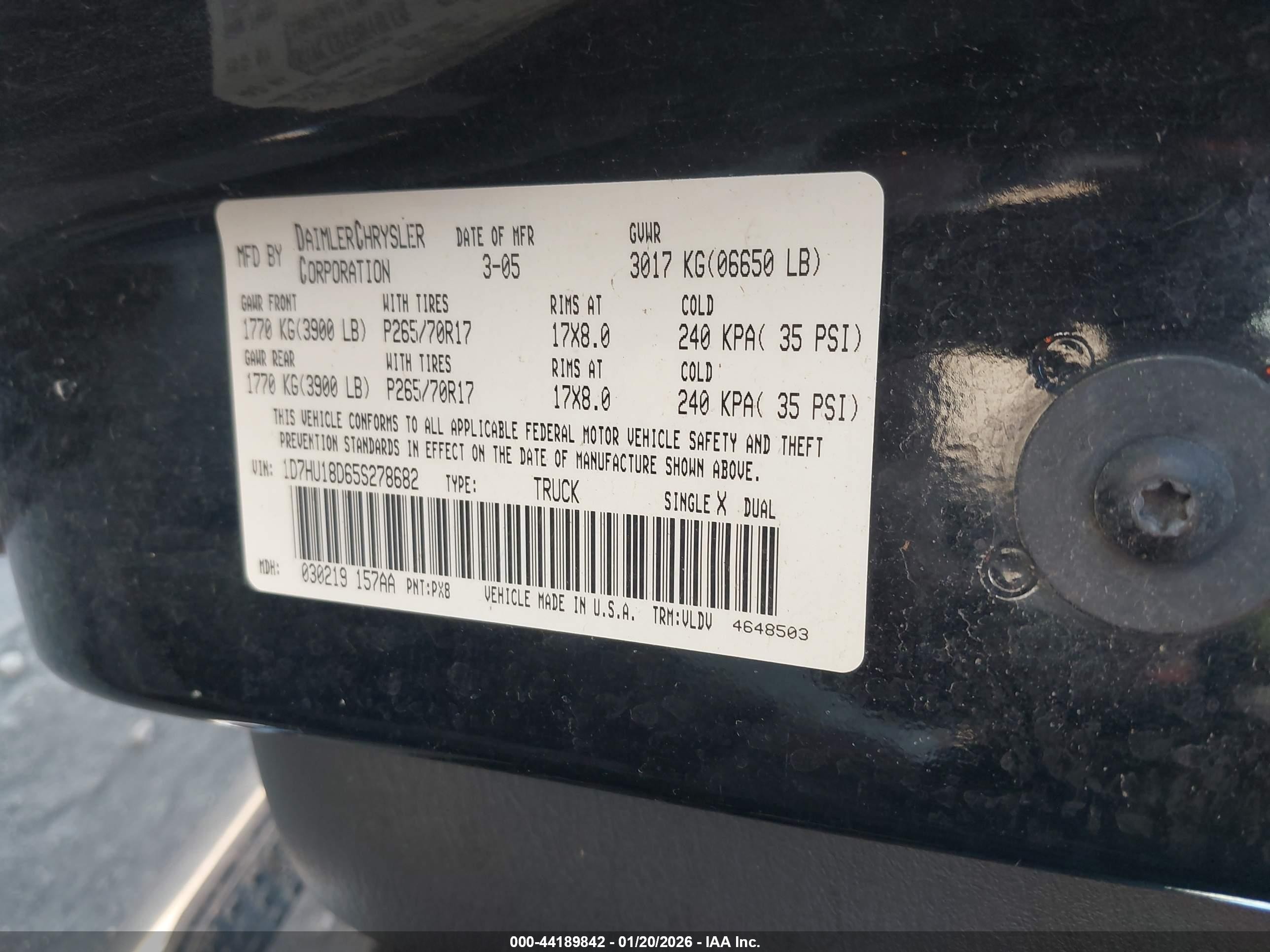 2005 Dodge Ram 1500 Slt/laramie Black vin: 1D7HU18D65S278682