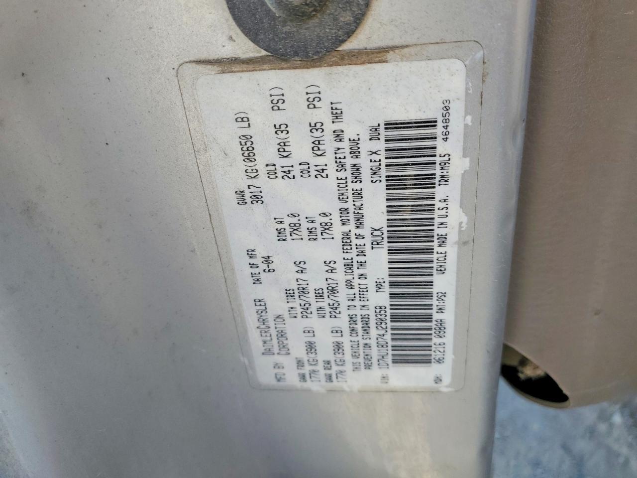 2004 Dodge Ram 1500 St Silver vin: 1D7HU18D74J290358
