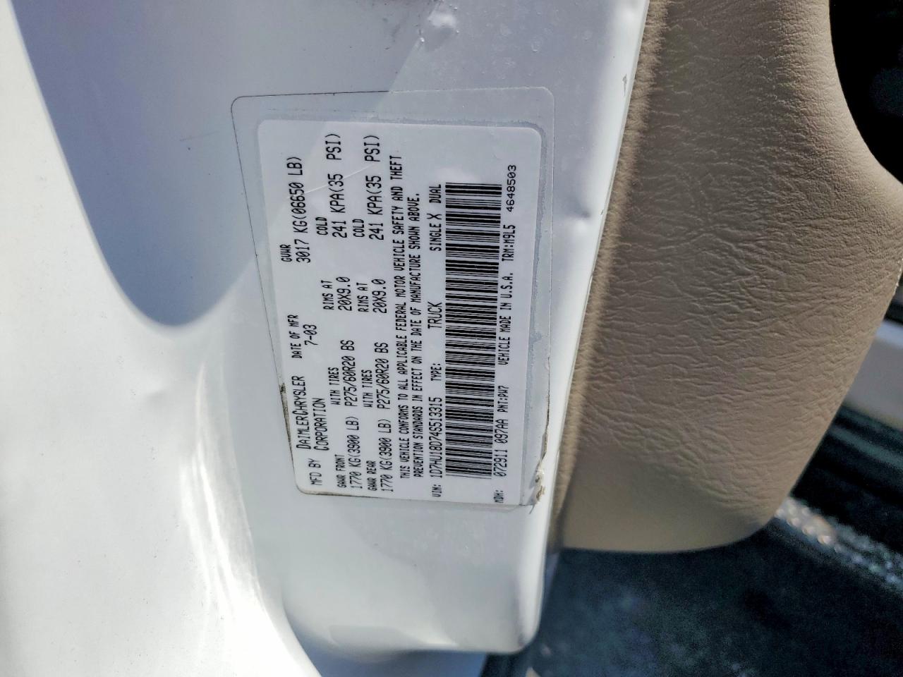 2004 Dodge Ram 1500 St Белый vin: 1D7HU18D74S513315
