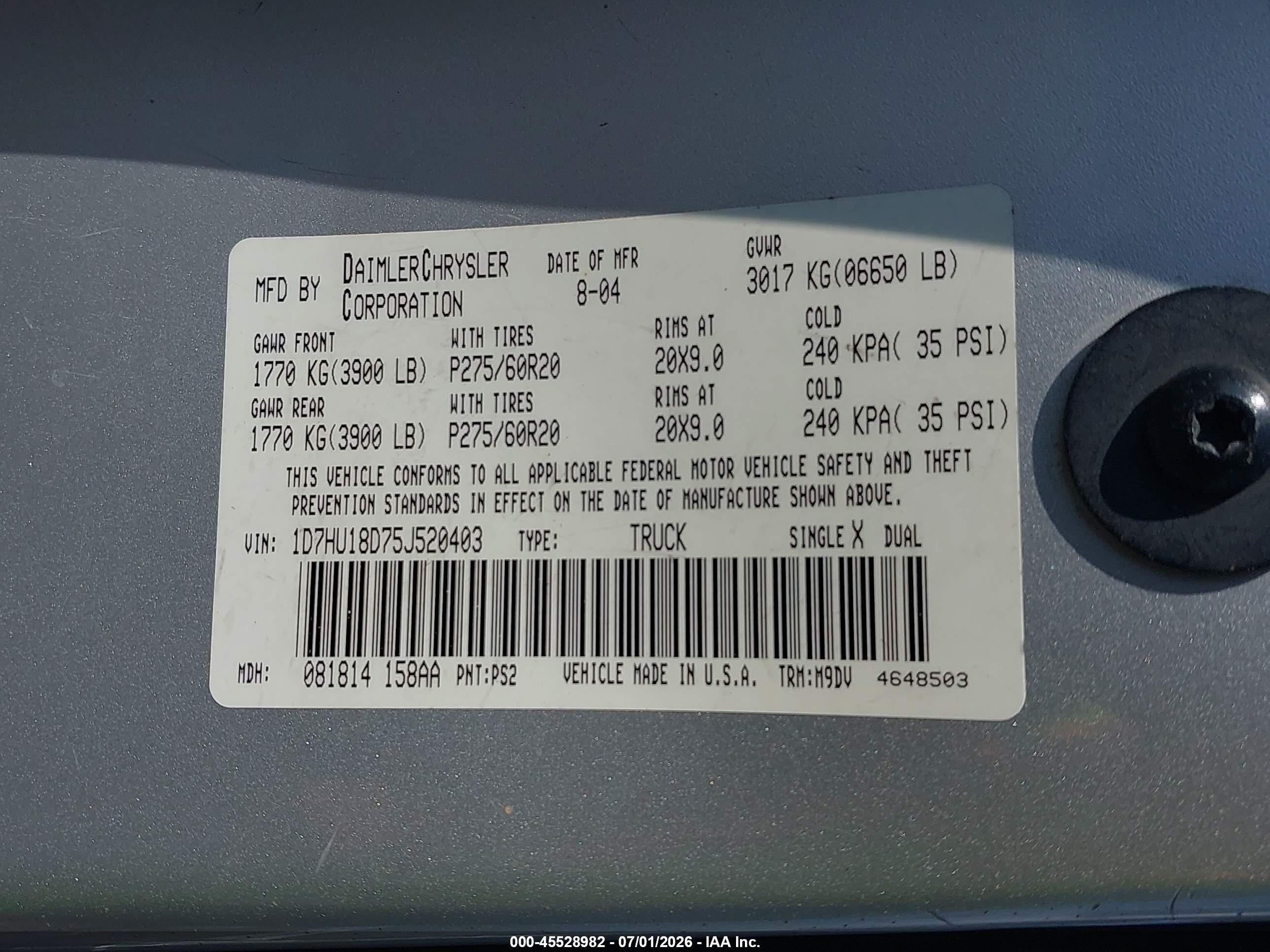 2005 Dodge Ram 1500 Slt/laramie Silver vin: 1D7HU18D75J520403