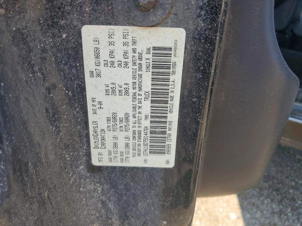 2005 Dodge Ram 1500 St Black vin: 1D7HU18D75S144764