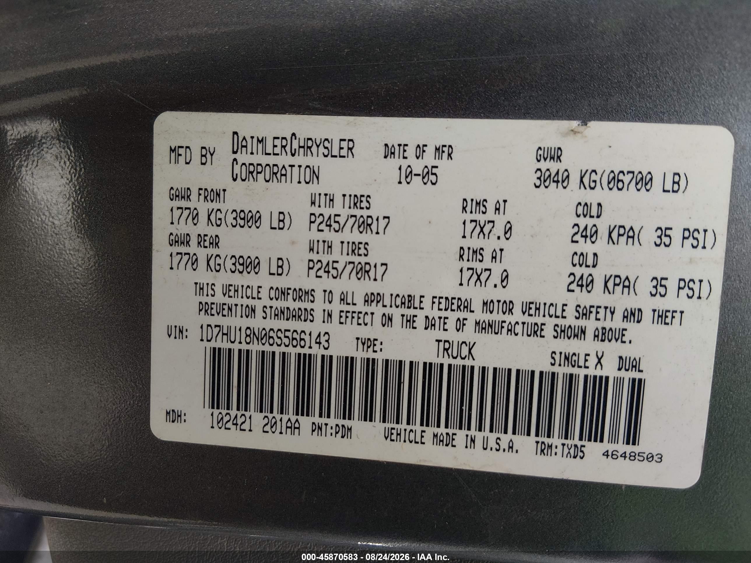 2006 Dodge Ram 1500 St Gray vin: 1D7HU18N06S566143