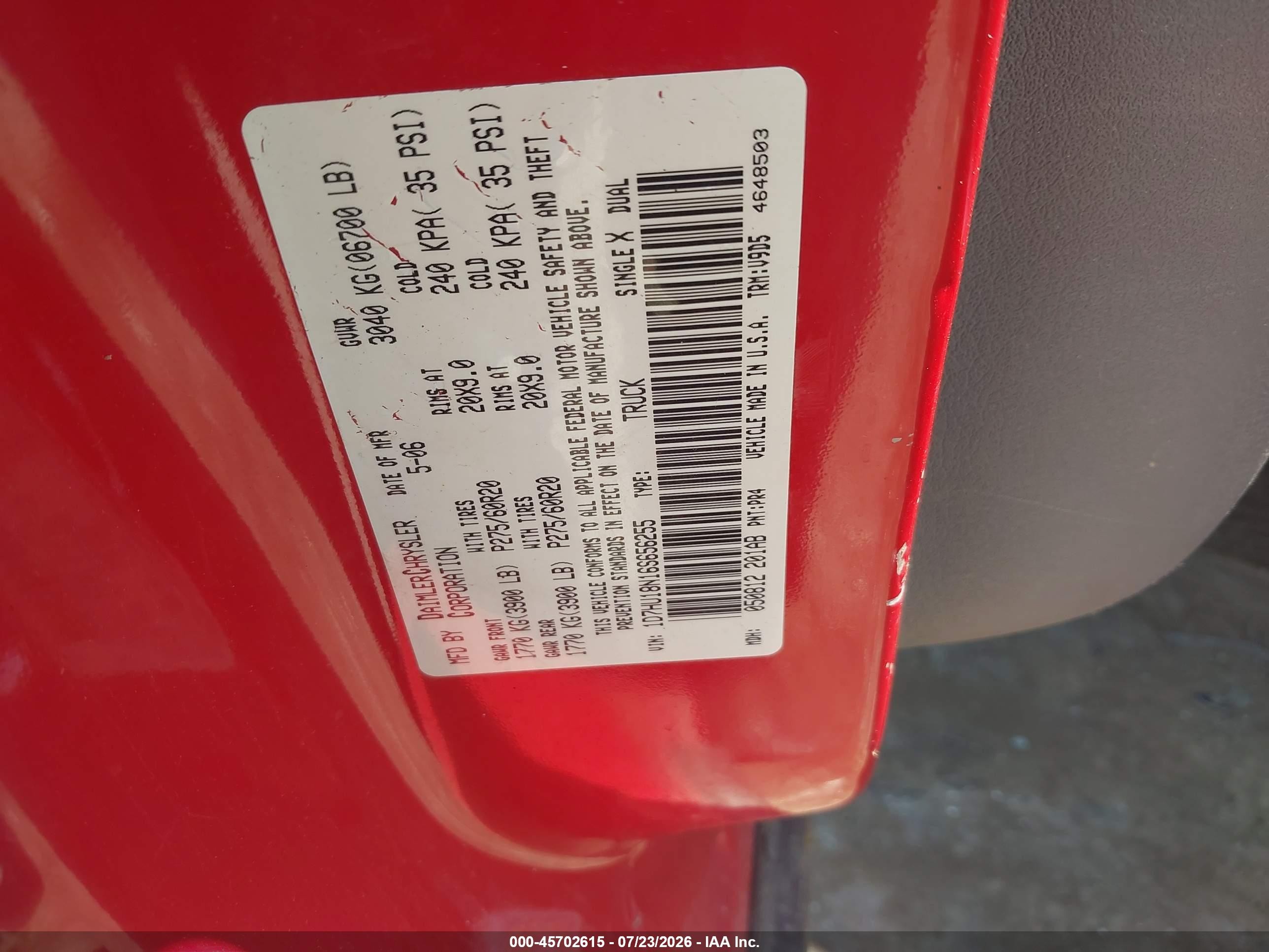 2006 Dodge Ram 1500 Slt/trx4 Off Road/sport Красный vin: 1D7HU18N16S656255