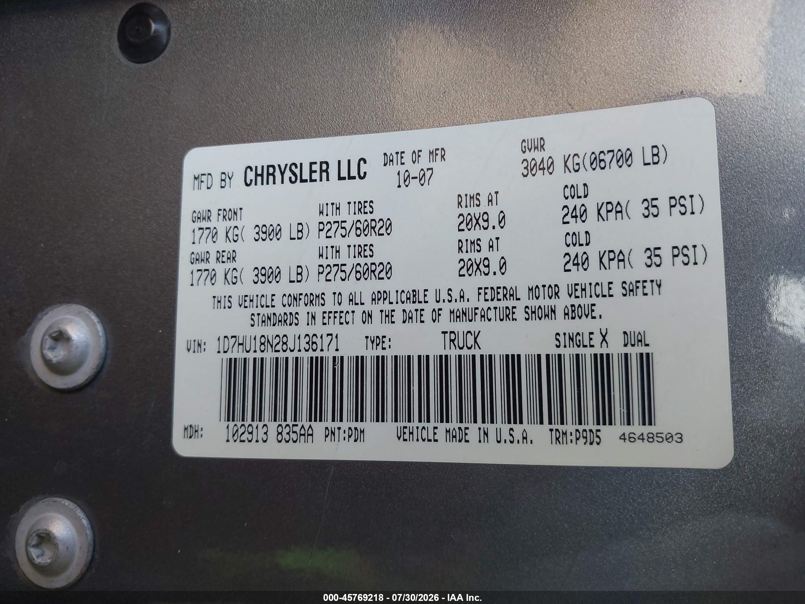 2008 Dodge Ram 1500 Slt Gray vin: 1D7HU18N28J136171