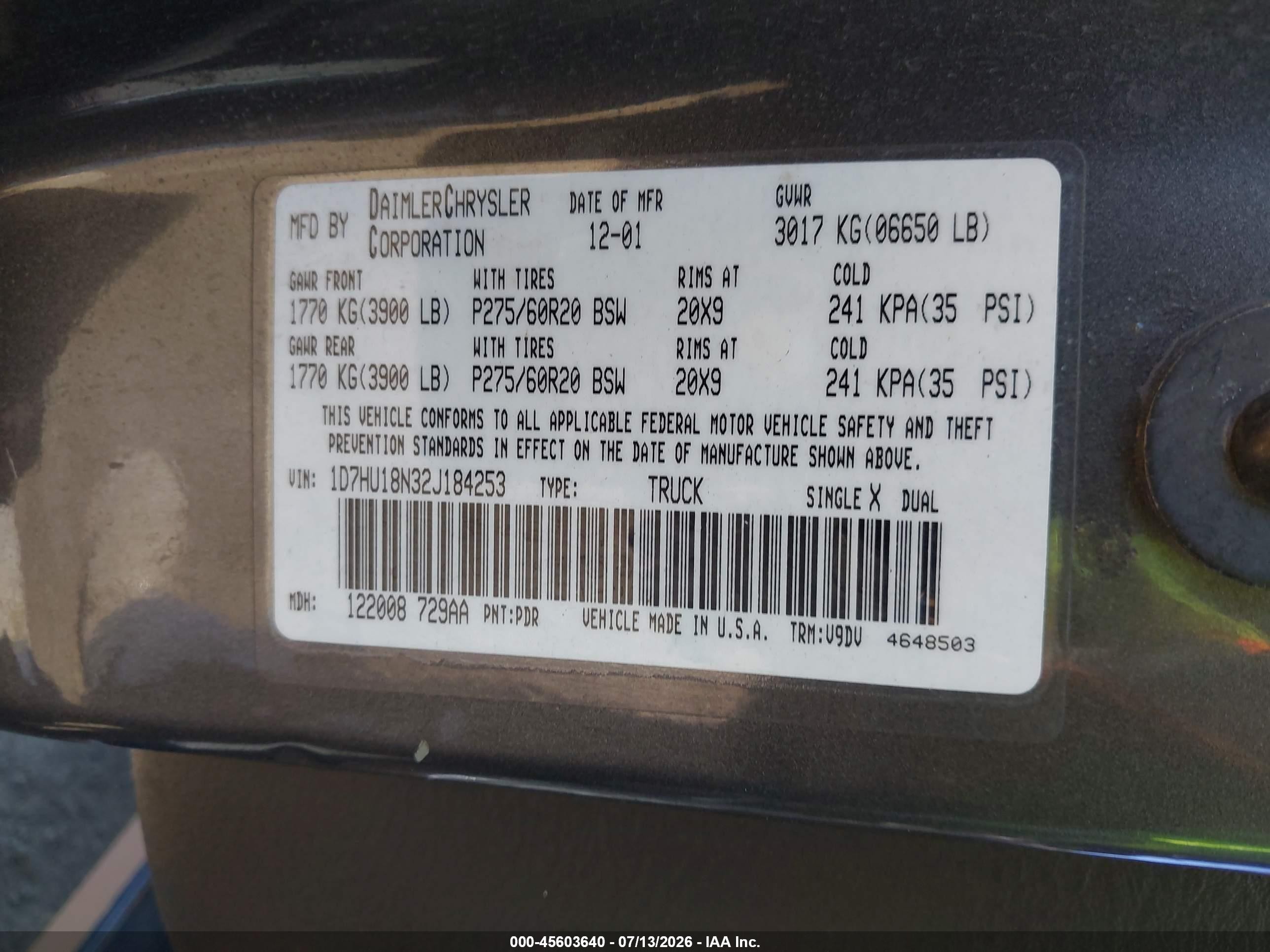 2002 Dodge Ram 1500 St Gray vin: 1D7HU18N32J184253