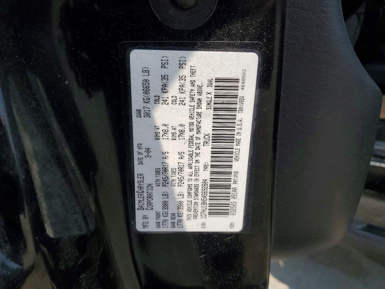 2004 Dodge Ram 1500 St Черный vin: 1D7HU18N54S692804