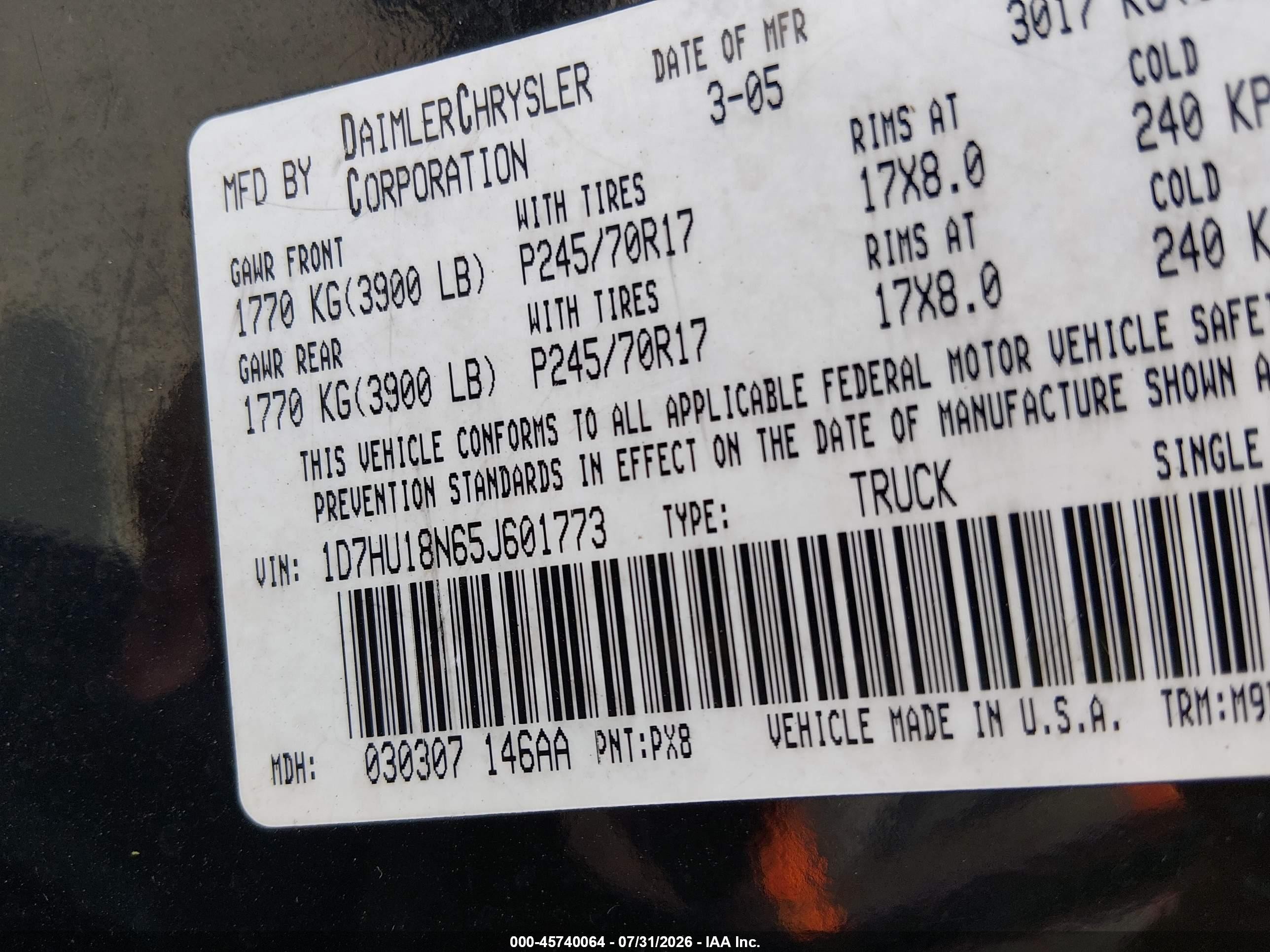 2005 Dodge Ram 1500 Slt/laramie Black vin: 1D7HU18N65J601773