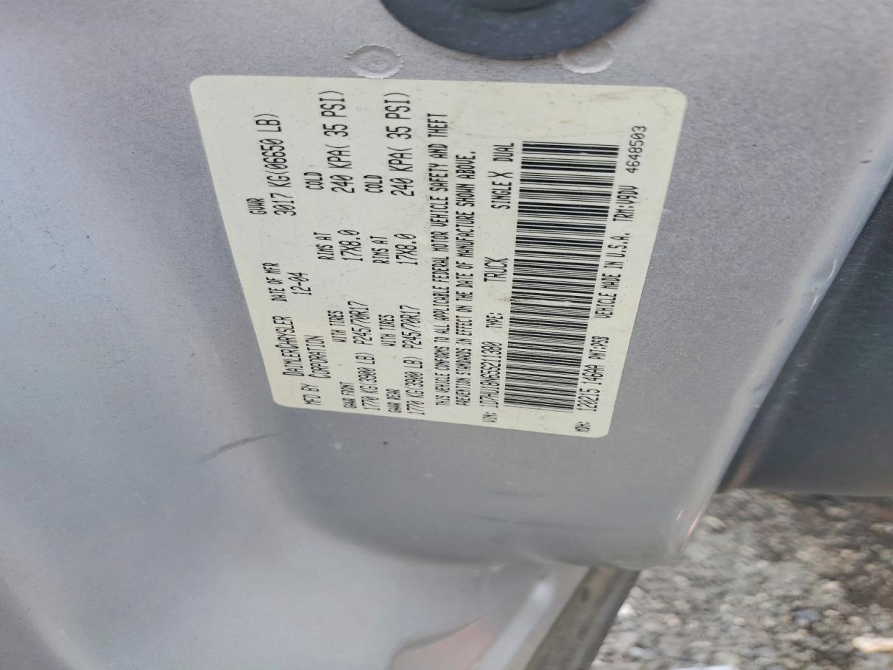 2005 Dodge Ram 1500 Серый vin: 1D7HU18N65S211380