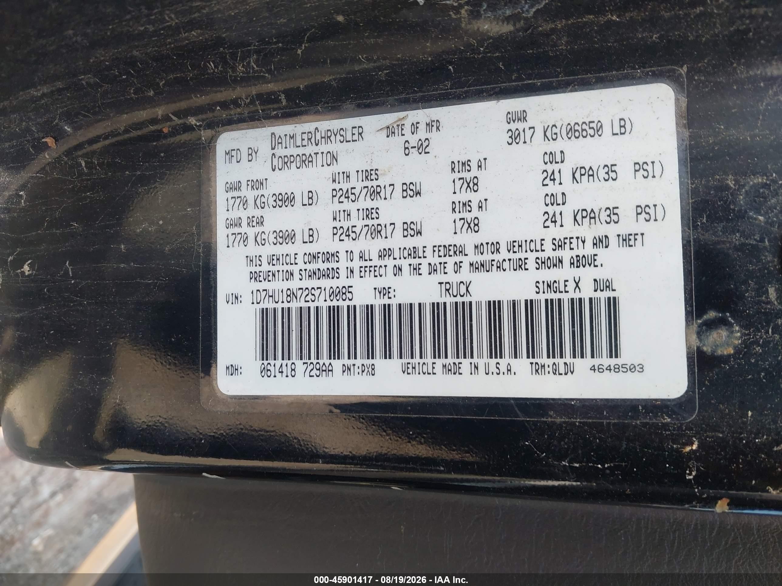 2002 Dodge Ram 1500 St Black vin: 1D7HU18N72S710085