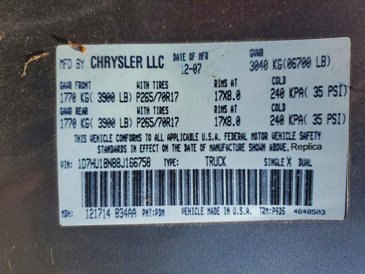 2008 Dodge Ram 1500 St Gray vin: 1D7HU18N88J166758