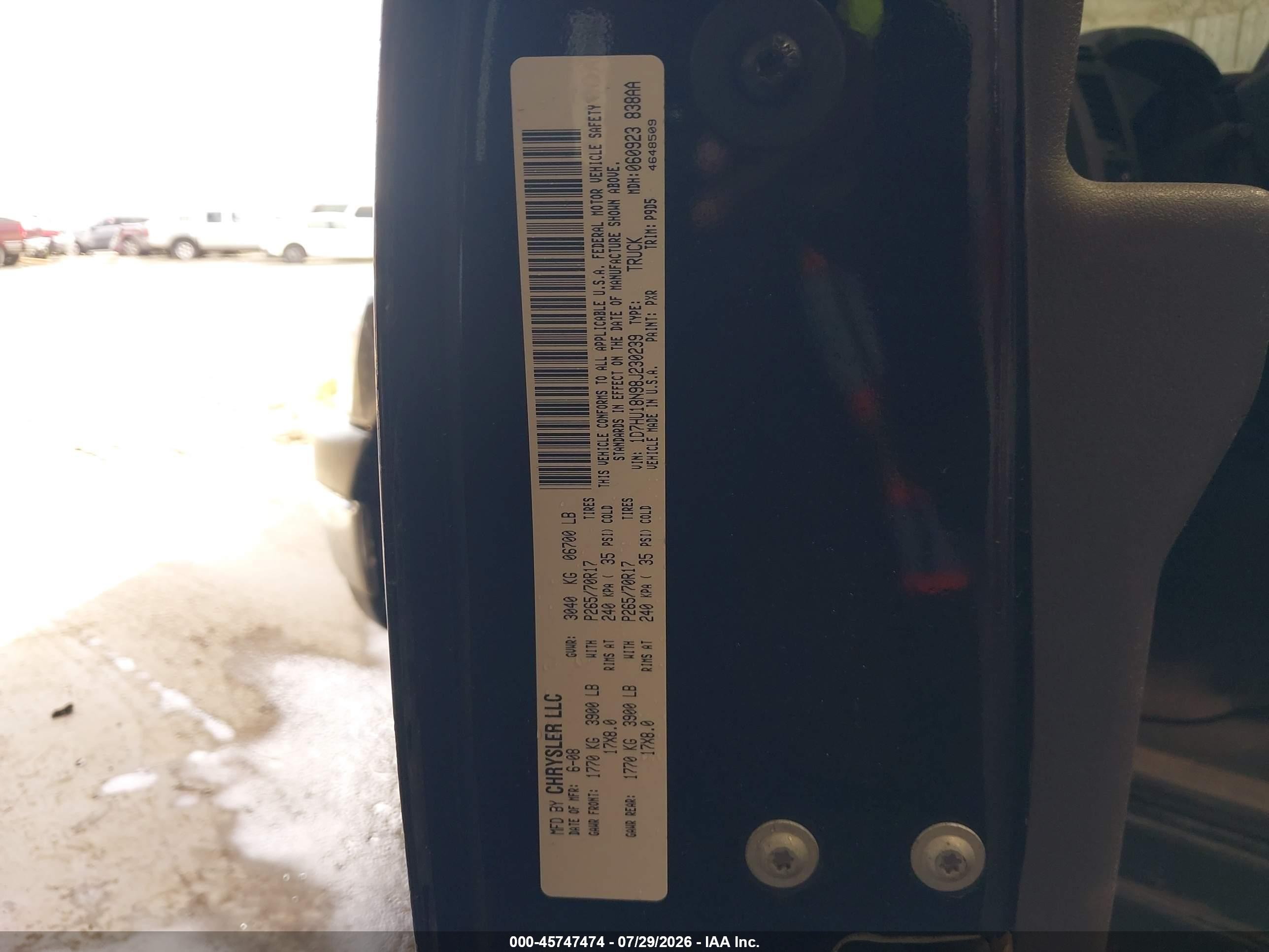 2008 Dodge Ram 1500 St/sxt Black vin: 1D7HU18N98J230239