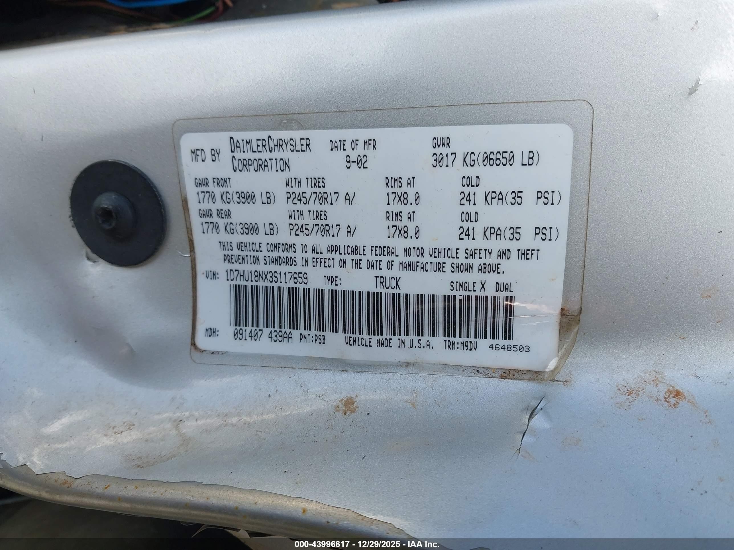 2003 Dodge Ram 1500 Slt/laramie/st Silver vin: 1D7HU18NX3S117659