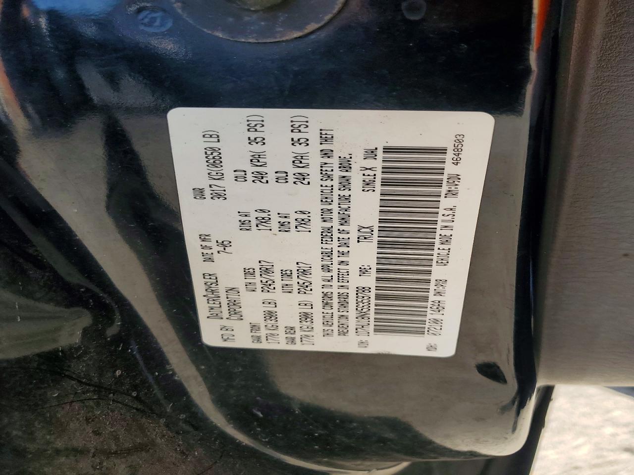 2005 Dodge Ram 1500 St/slt Black vin: 1D7HU18NX5S359788
