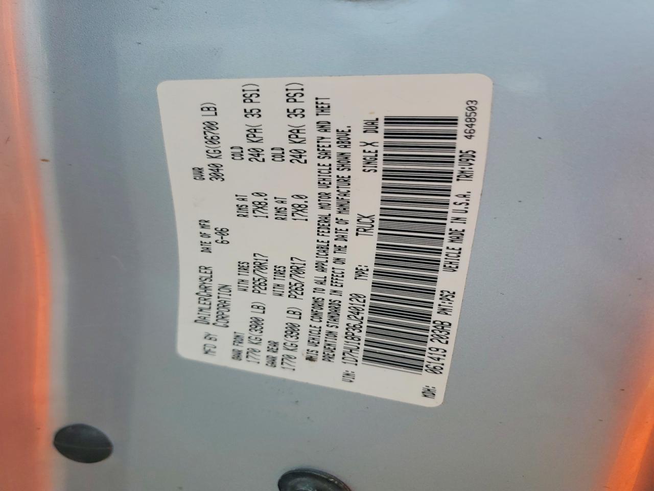 2006 Dodge Ram 1500 St Silver vin: 1D7HU18P36J240120