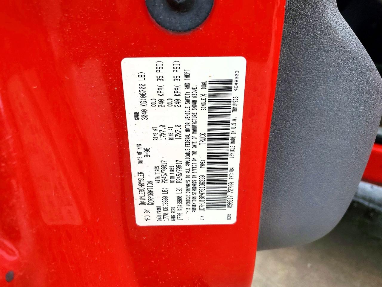 2007 Dodge Ram 1500 St Red vin: 1D7HU18P47S136330