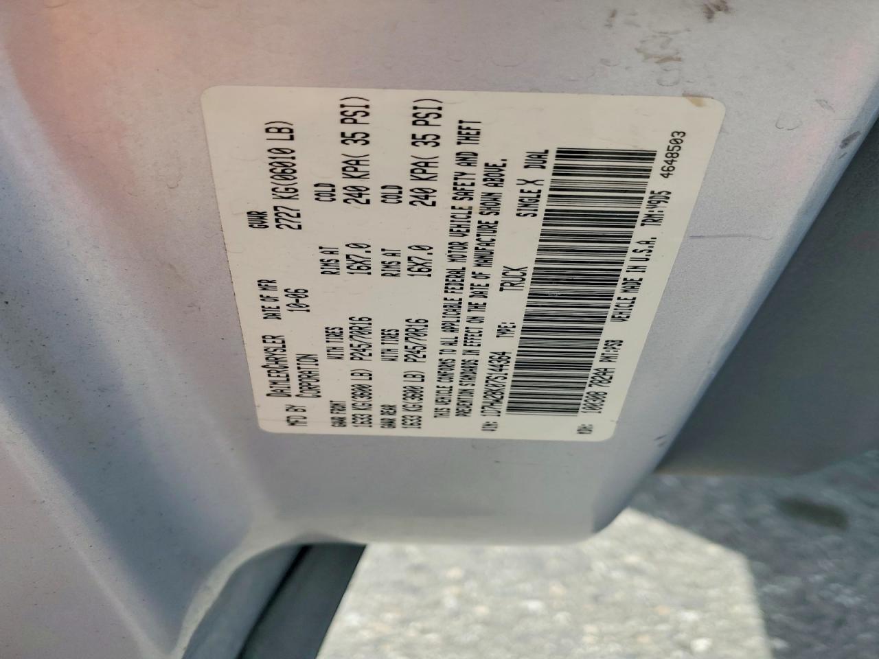 2007 Dodge Dakota Quad Silver vin: 1D7HW28K07S144364